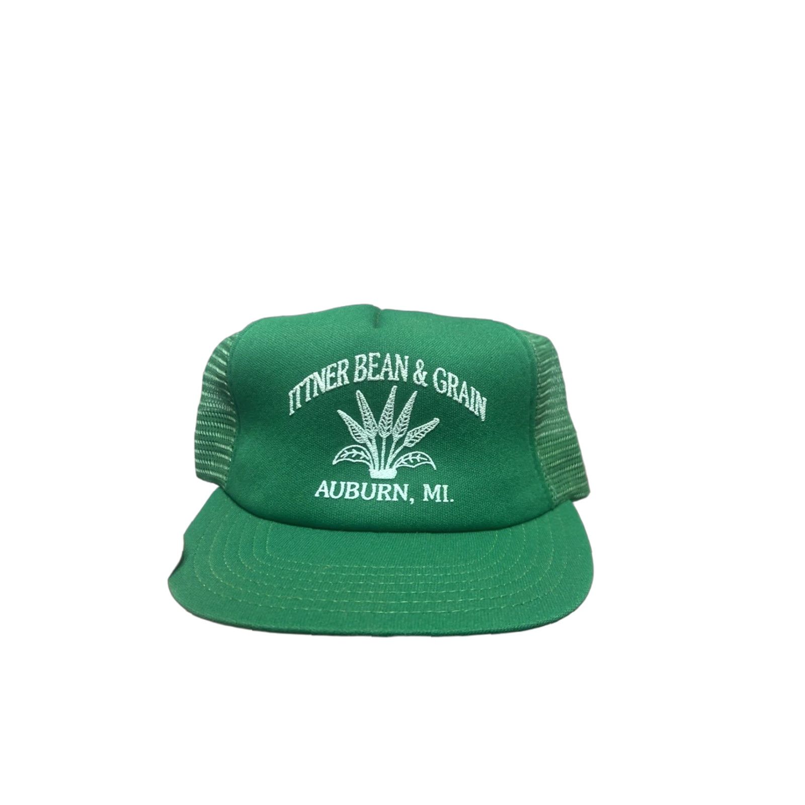 Vintage VINTAGE Auburn Snapback Hat Cap Green USA Michigan Farm Bean Grain Ittner Adjustable Men Size ONE SIZE - 1 Thumbnail