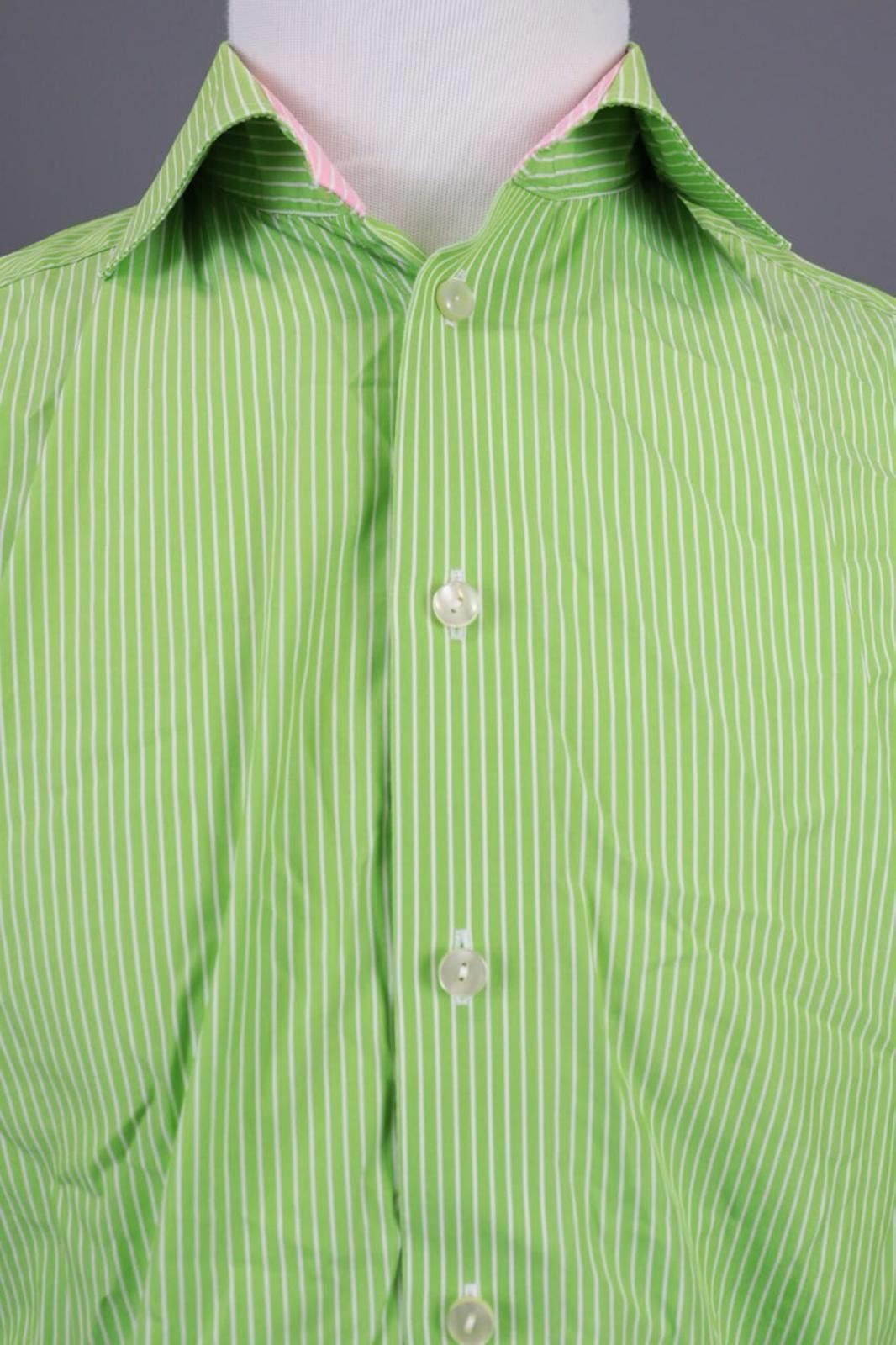 Eton Eton Contemporary Green Striped Luxury Shirt Size 41 /16 Size US M / EU 48-50 / 2 - 5 Thumbnail