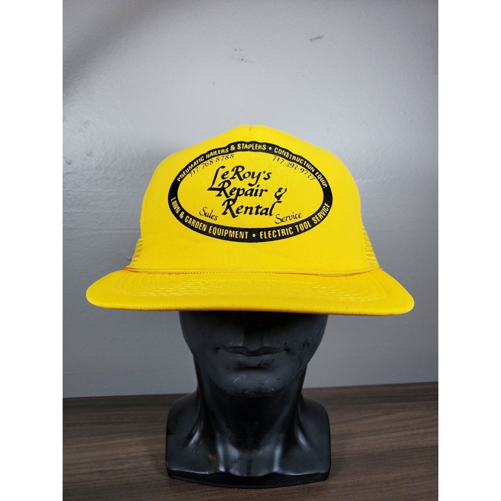 Vintage LeRoy's Repair & Rental Mesh Trucker Hat Yellow Snapback Cap Size ONE SIZE - 3 Thumbnail