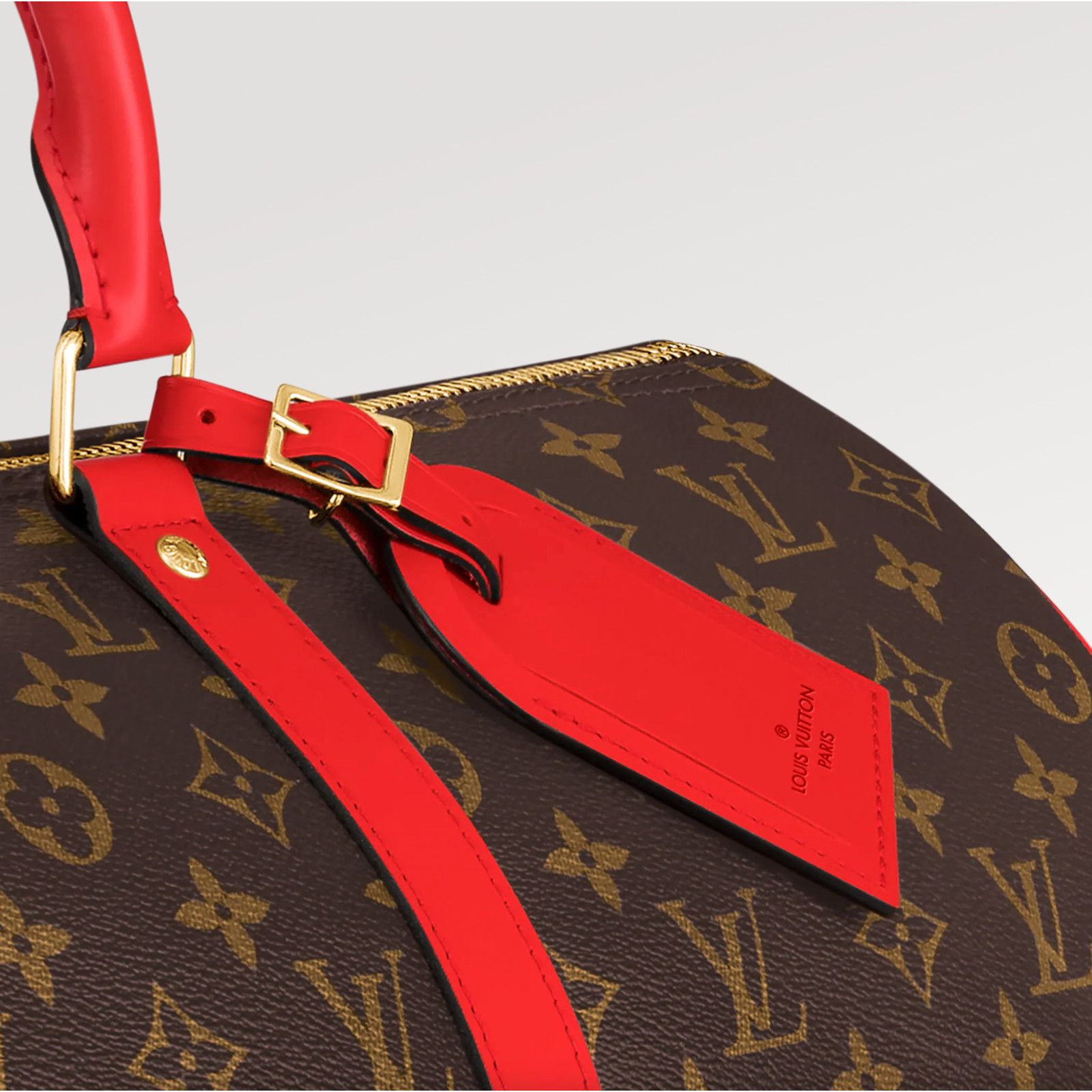 Louis Vuitton Monogram Brown Red Logo Weekend Travel Bag
