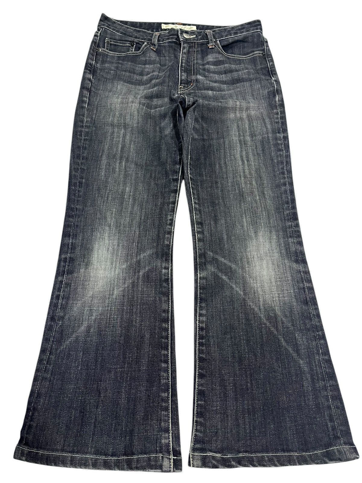 If Six Was Nine FLARE💥 JAPANESE BRAND UNIQLO WASHED Y2K BLACK JEANS Size 31" - 1 Thumbnail