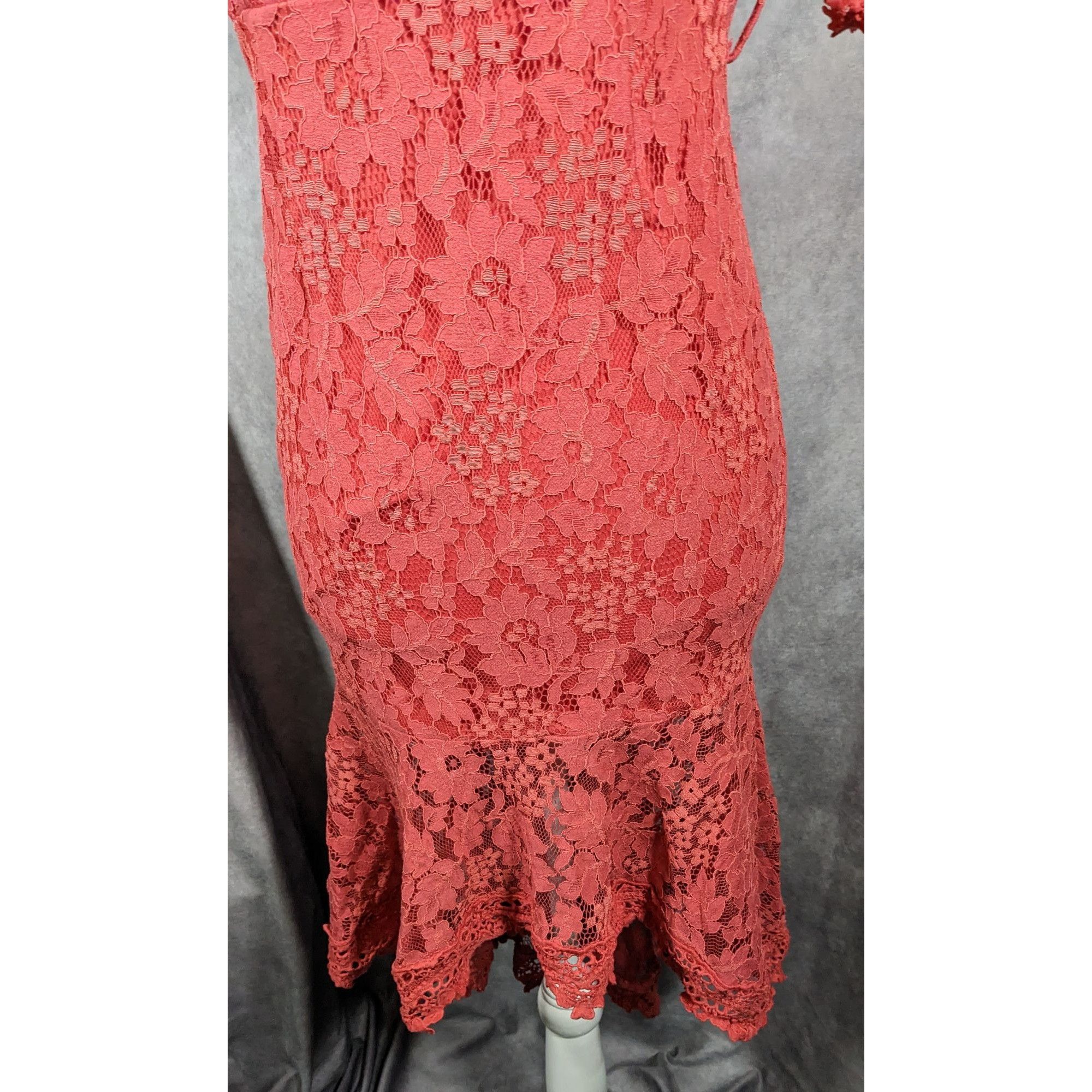 Other Love Triangle Coral Lace Cold Shoulder Floral Dress Size 10 Size L / US 10 / IT 46 - 12 Thumbnail
