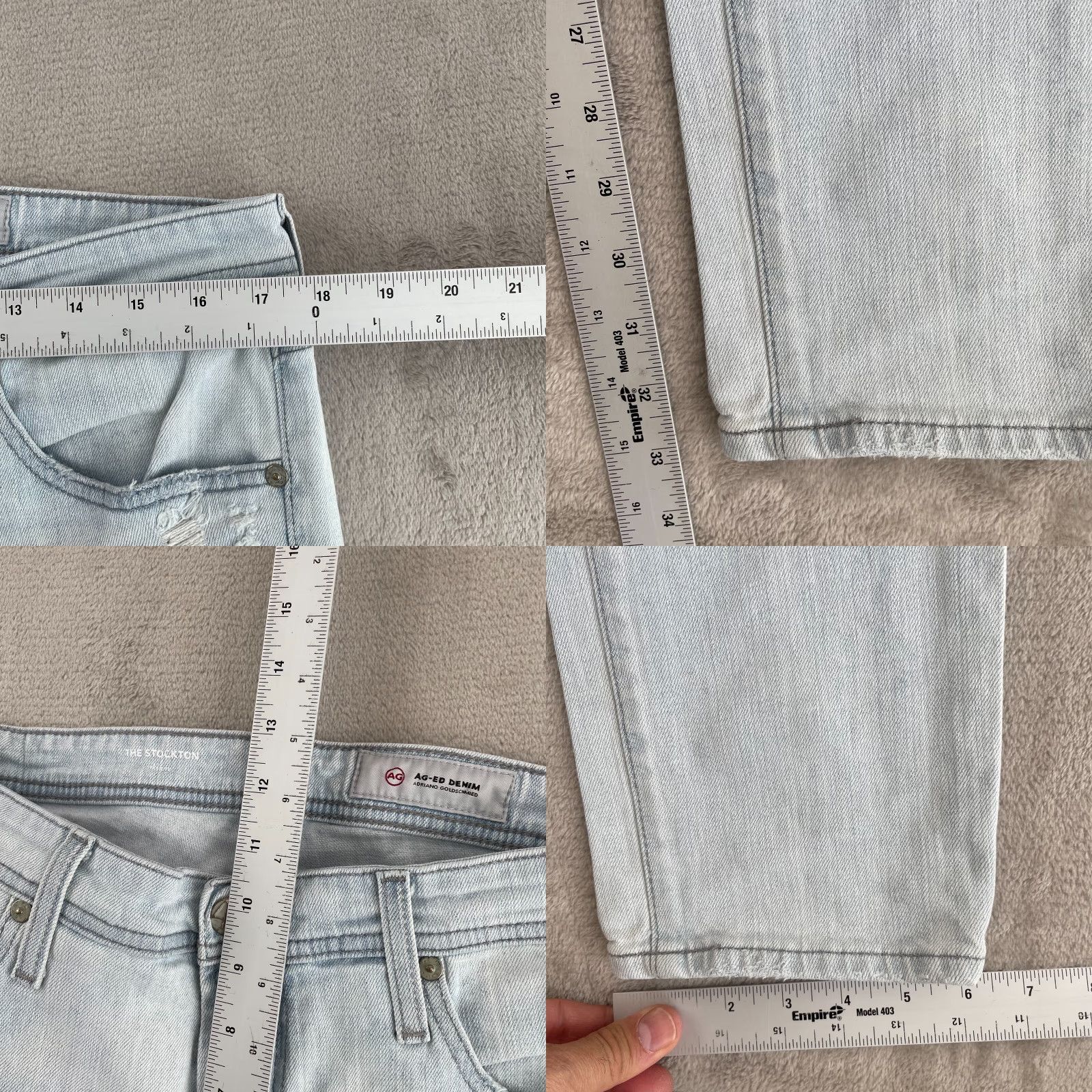 Vintage ADriano Goldschmied The Stockton Jeans Men 36 Blue Distressed Slim 5-Pocket Denim Jeans Pants 34x33 Mens Size US 34 / EU 50 - 8 Thumbnail