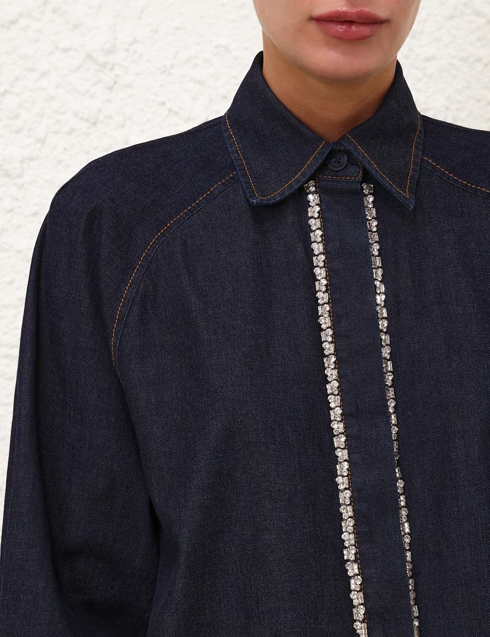 Zimmermann oc11z0925 Illustration Denim Shirt in Blue Size L / US 10 / IT 46 - 4 Thumbnail