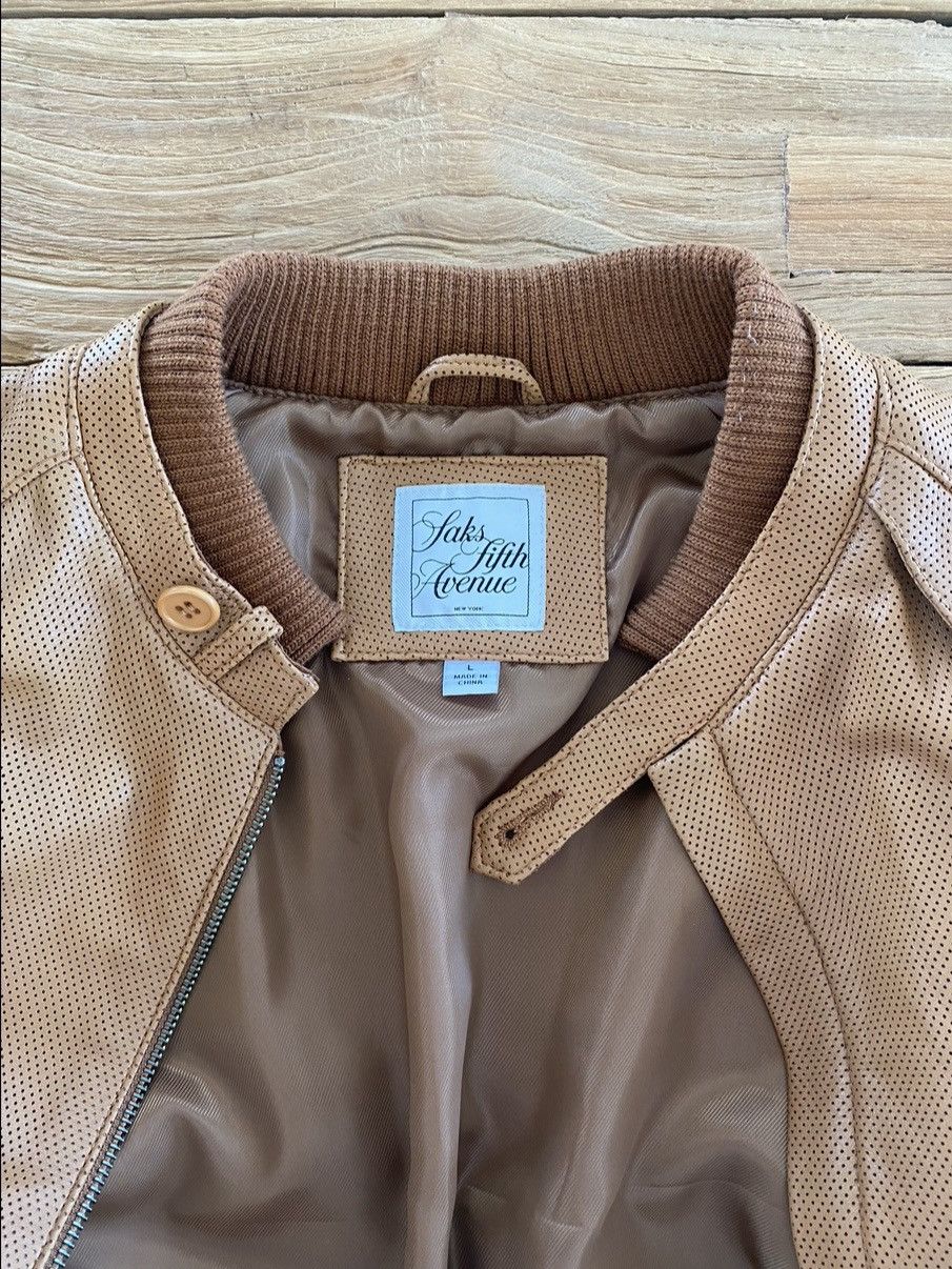 Saks Fifth Avenue Saks Fifth Avenue Brown Leather Jacket Size US L / EU 52-54 / 3 - 3 Thumbnail