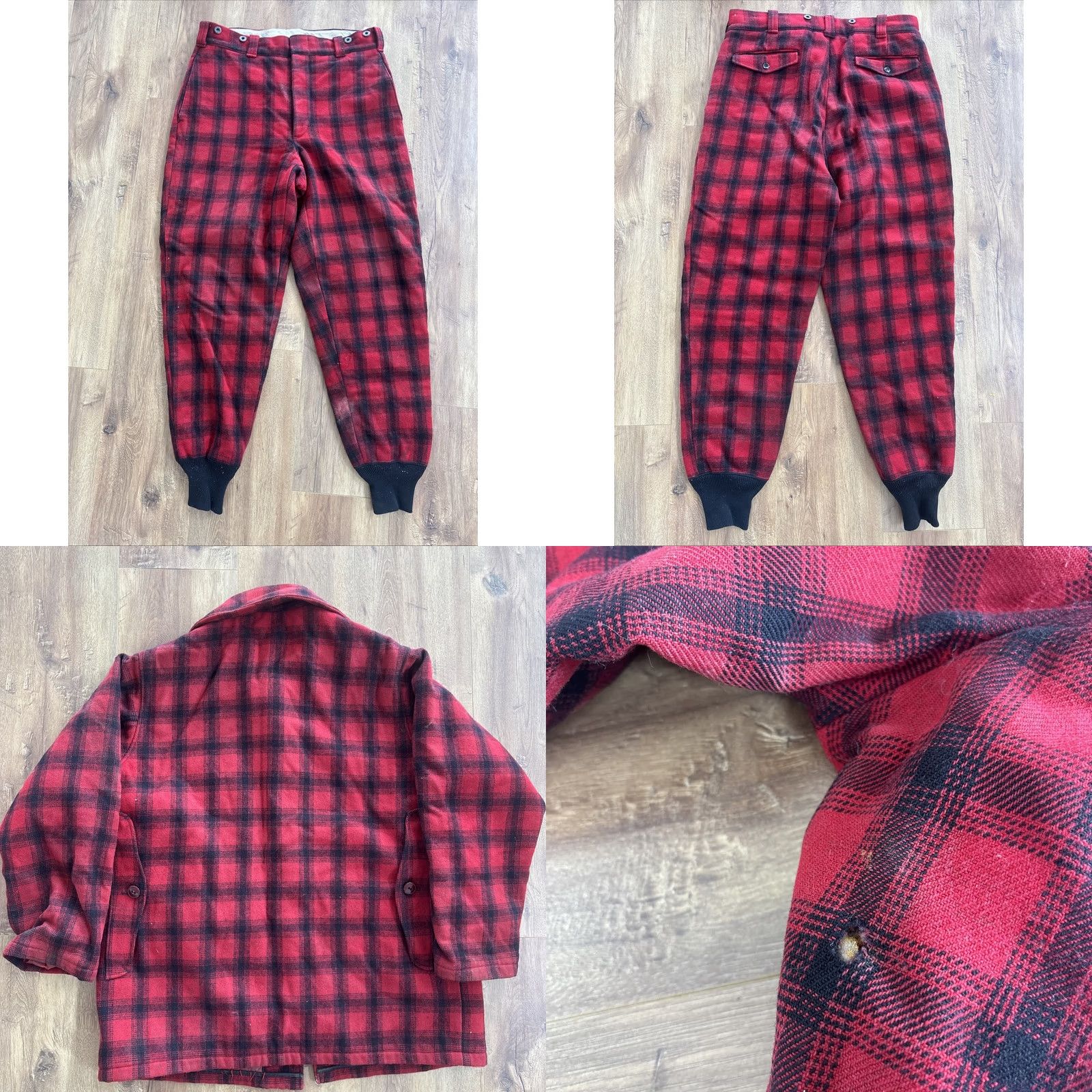 Vintage VINTAGE Woolrich MACKINAW Jacket Pant Suit Wool Buffalo Plaid Hunting Outfit Large Red Woolen Mills Mens Size 42R - 8 Thumbnail