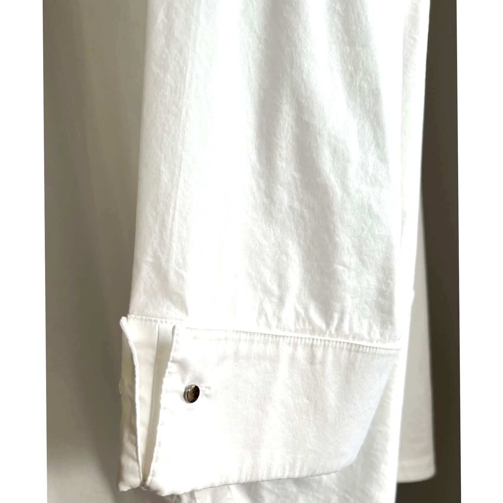 Vintage Ming Wang Blouse Womens XL White Stretch Cotton 3/4 Sleeve Button Front Top Shirt Size XL / US 12-14 / IT 48-50 - 7 Thumbnail