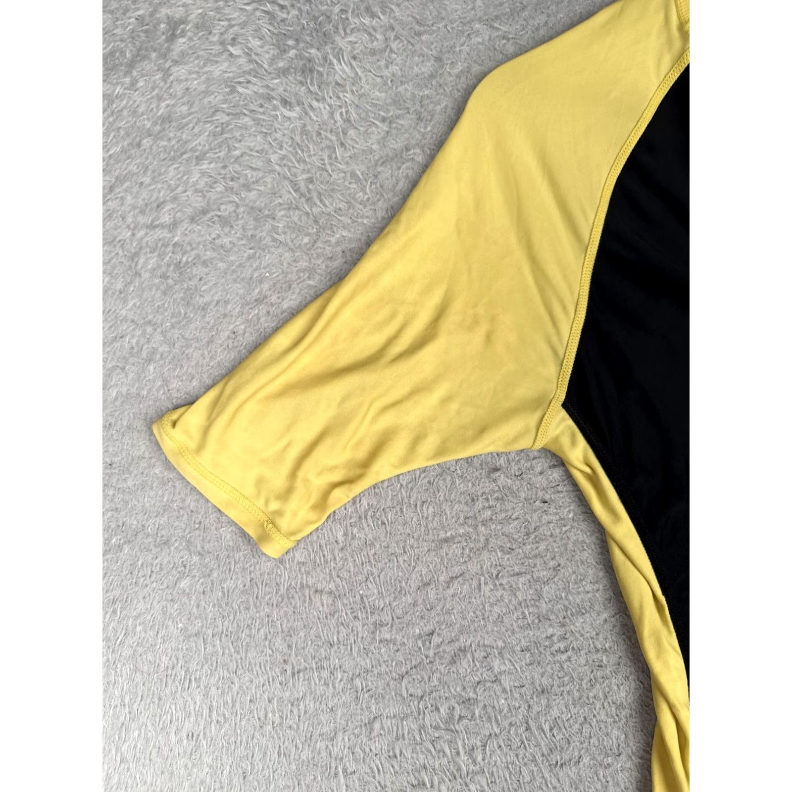 Swims Yob! UV Sun Suit Womens XL Black Yellow Colorblock Zip Short Sleeve Swim Surf Size 40" / US 18 - 3 Thumbnail