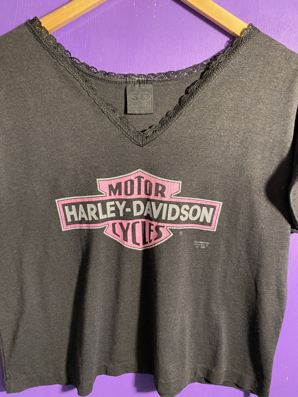 Harley Davidson Vintage 80s 3D emblem Harley Davidson crop top Size L / US 10 / IT 46 - 3 Thumbnail