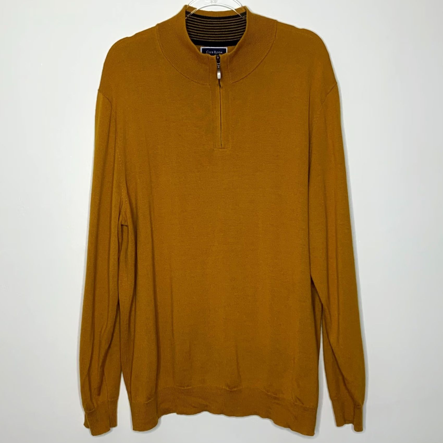 Club Room VINTAGE Club Room Sweater Pullover Mens Size XXL Merino Wool Blend Half Zip Long Sleeve Rust/Mustard Size US XXL / EU 58 / 5 - 5 Thumbnail