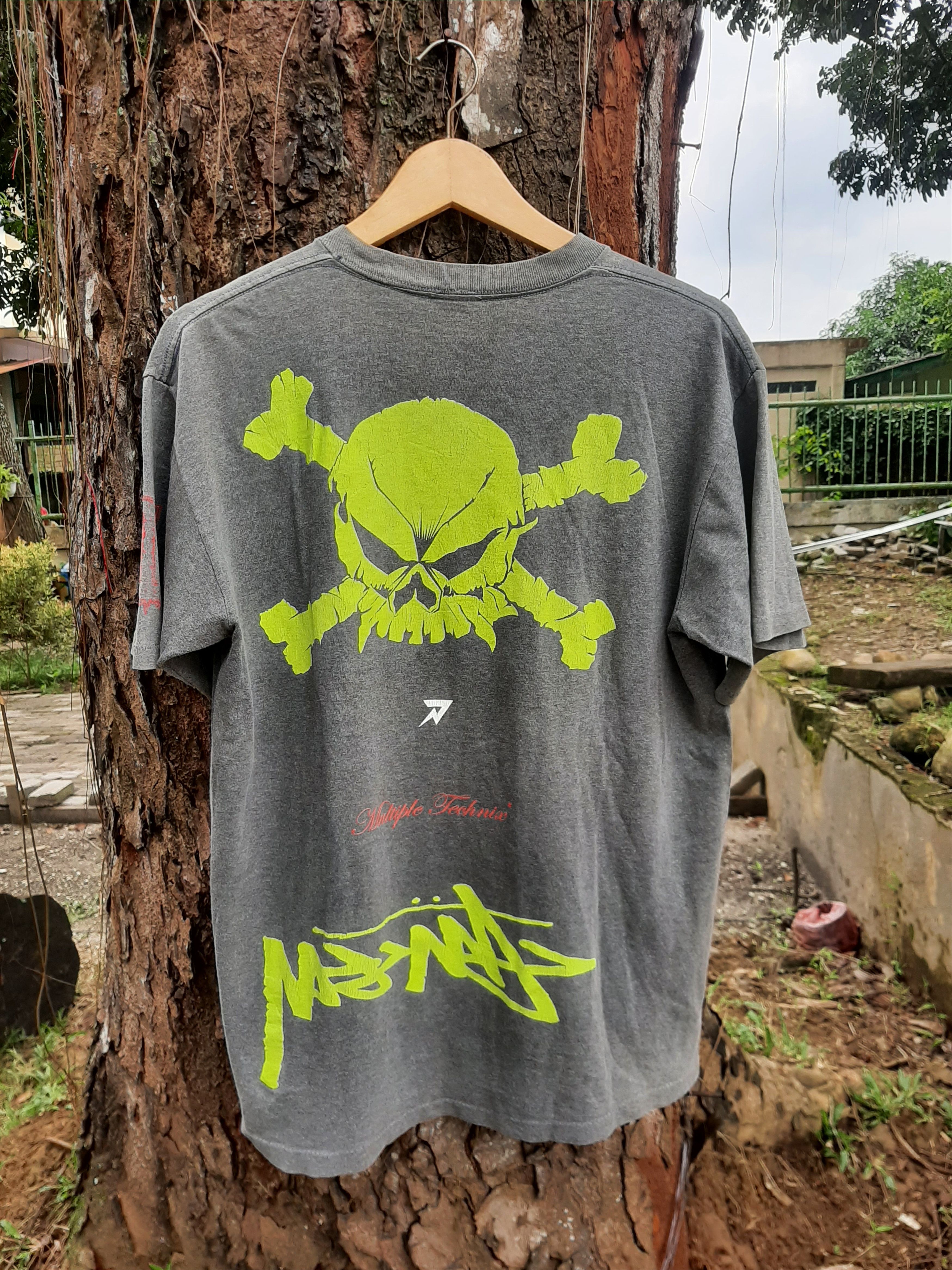 image of Stussy Multiple Technics Skulls Tee in Dark Gray, Men's (Size Large)