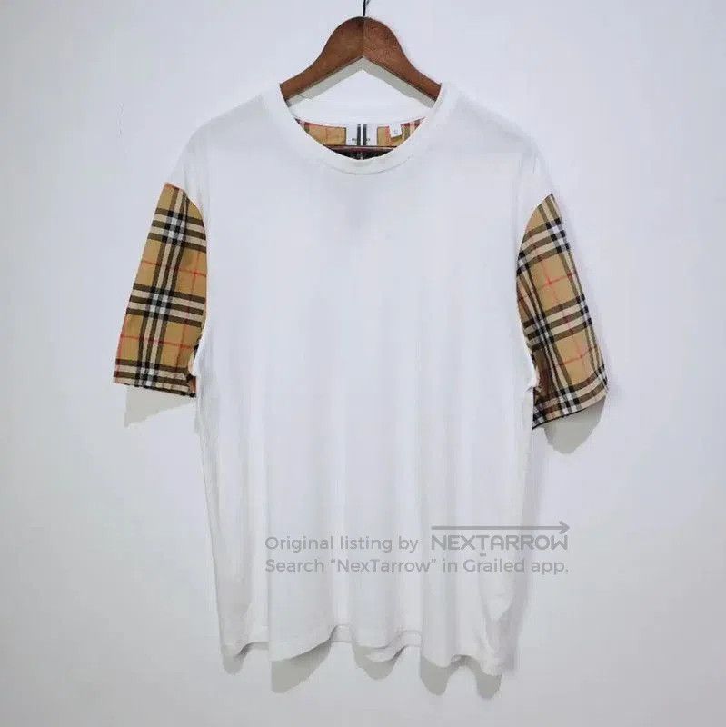 Burberry Burberry White Cotton T-Shirt with Iconic Sleeves. Size XL / US 12-14 / IT 48-50 - 1 Thumbnail