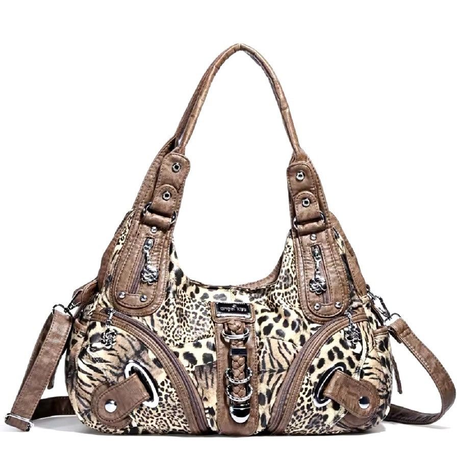 Vintage Retro 00s Tote Bag Leopard Shoulder Bag Size ONE SIZE - 1 Thumbnail