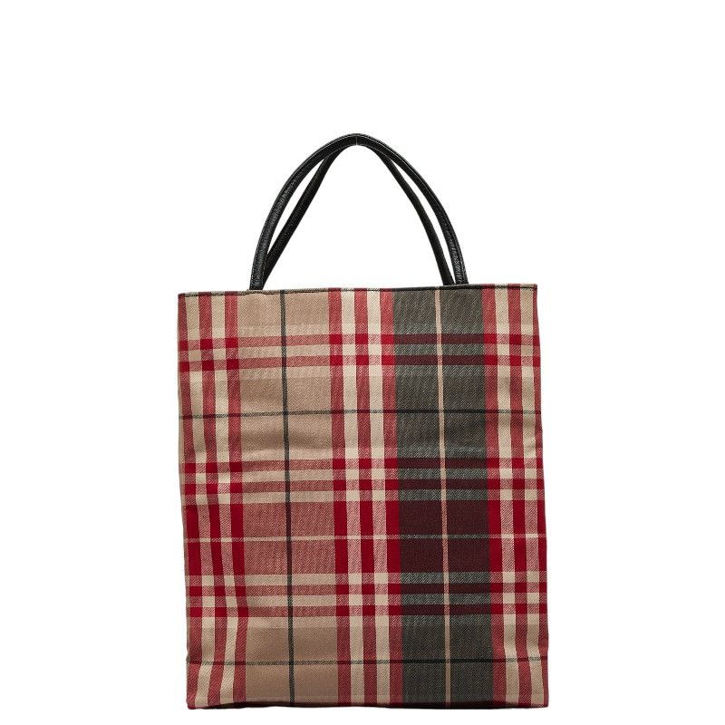 image of Burberry Check Canvas Tote Bag in Brown, Women's