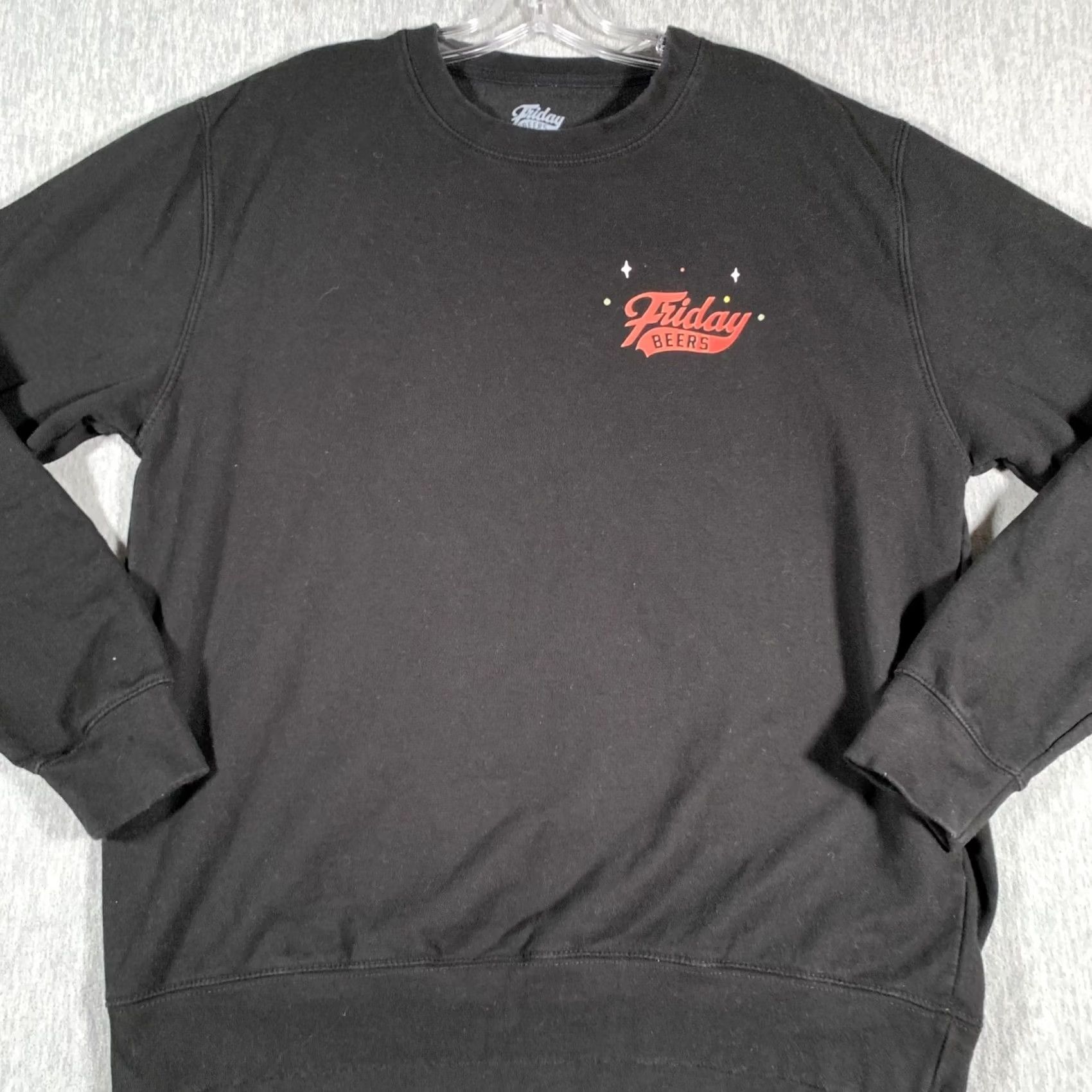 Vintage Friday Beers Sweatshirt Mens Large Black Graphic Print Christmas Stocking Holiday Crewneck Pullover Knit Fleece Size US L / EU 52-54 / 3 - 2 Thumbnail