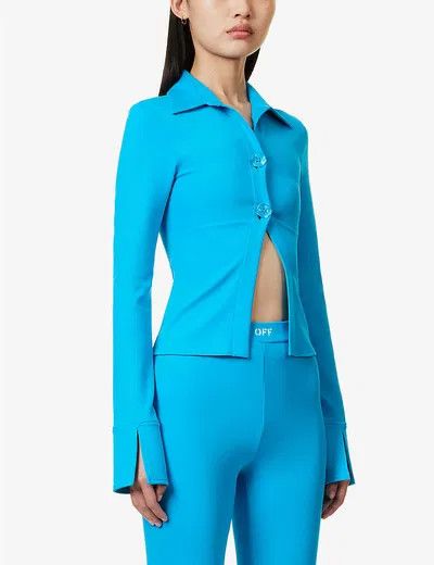 Off-White o1y1225 Solid Color Shirt in Azure Size S / US 4 / IT 40 - 3 Thumbnail