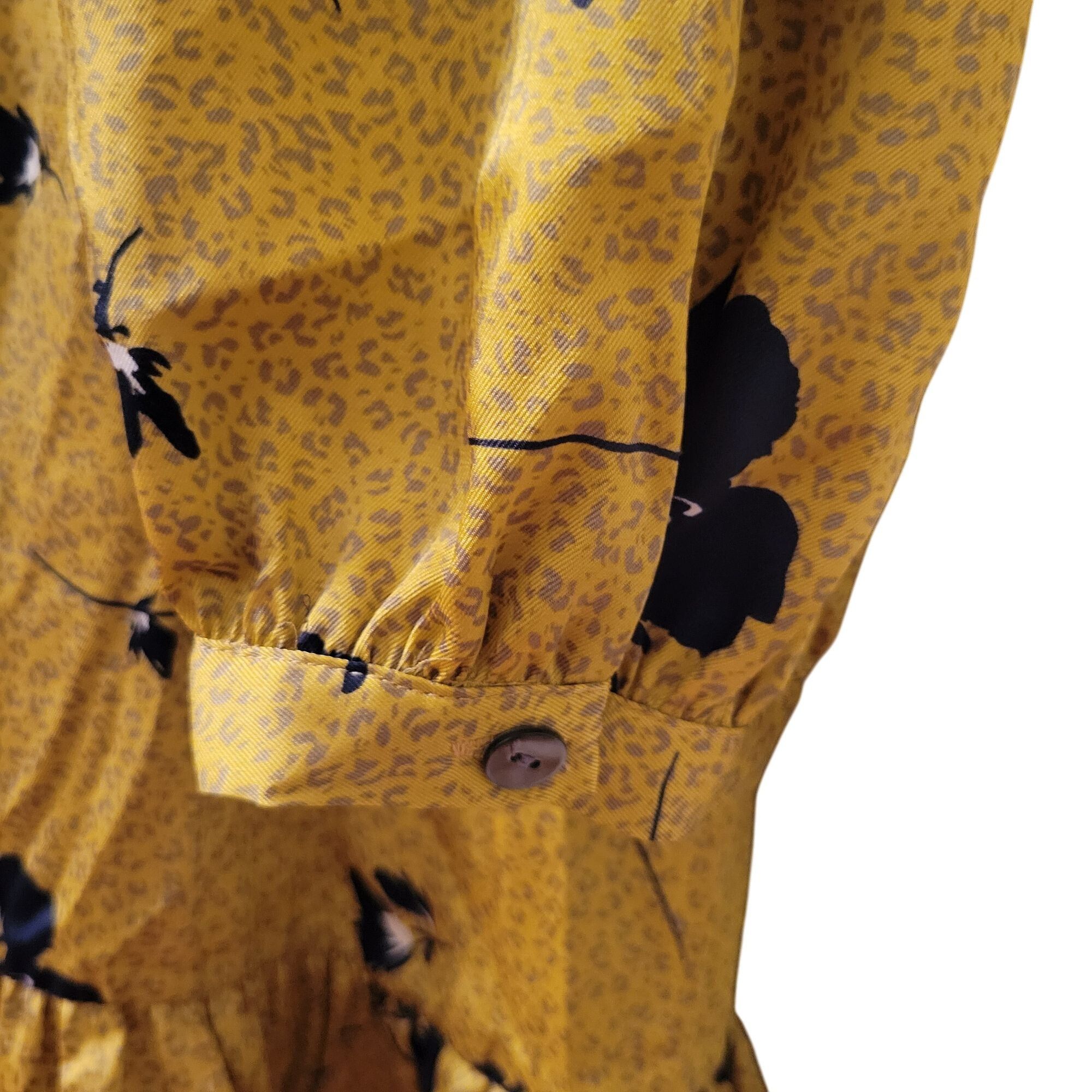 Rebecca Minkoff Rebecca Minkoff Yellow Floral Ruffle Hem XL HELEN Shirtdress Size XL / US 12-14 / IT 48-50 - 3 Thumbnail