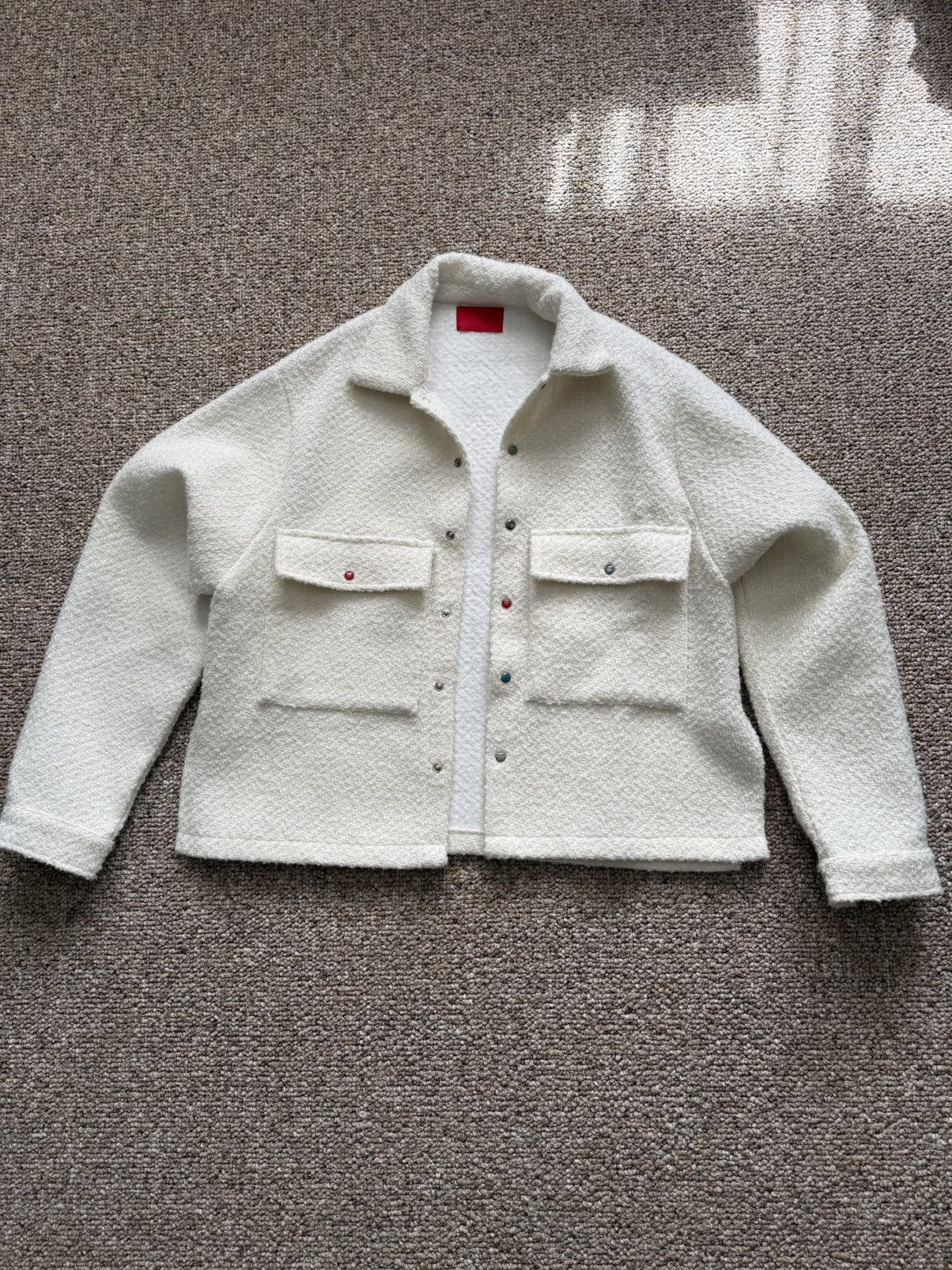 Fugazi Random Snap Tweed Overshirt Cream Size US M / EU 48-50 / 2 - 1 Thumbnail