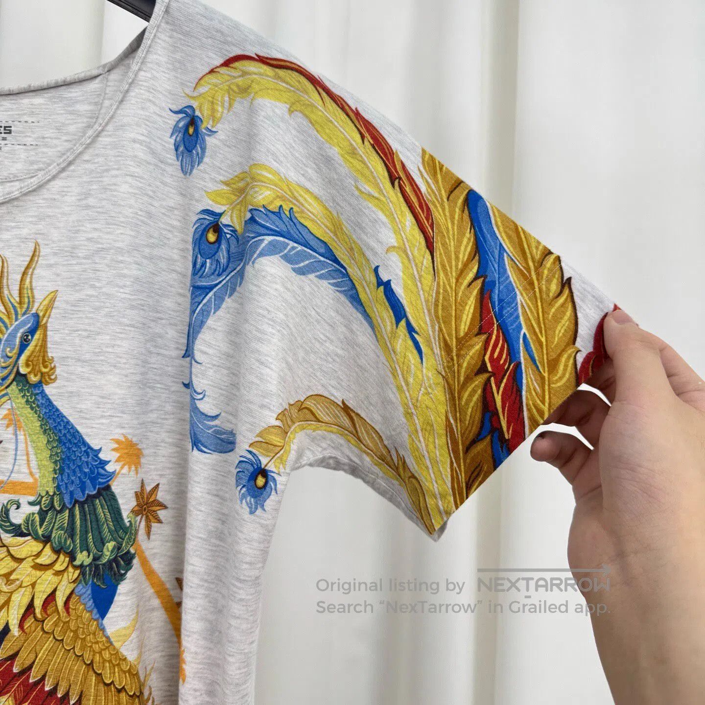 Hermes Hermes Grey Phoenix Print Short Sleeve T-Shirt| Size XS / US 0-2 / IT 36-38 - 4 Thumbnail