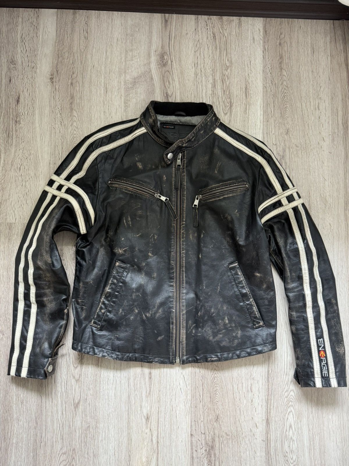 Energie Energie Distressed Leather Biker Jacket Y2K Moto Archive Size US L / EU 52-54 / 3 - 1 Thumbnail