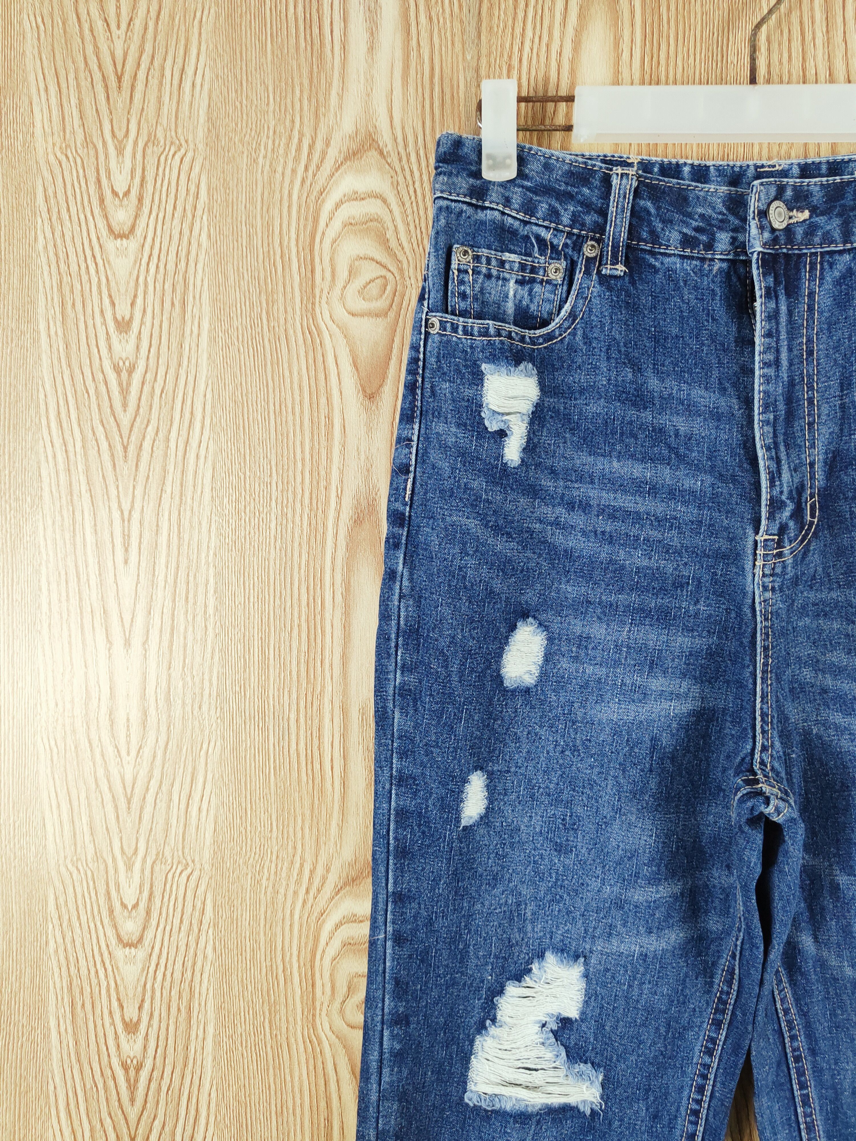Japanese Brand Private Pause Blue Distressed Ripped Jeans #W386 Size US 28 / EU 44 - 3 Thumbnail