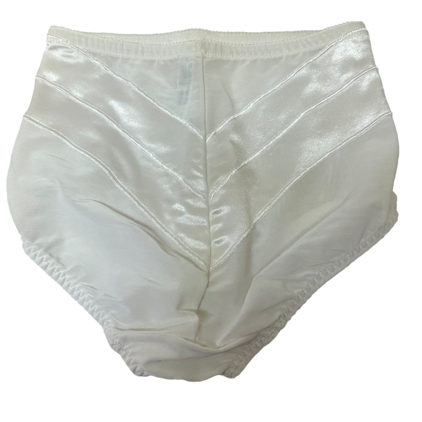 Vintage BALI Satin Chevron High Rise Brief Panty #8986 M White Slimming Smoothing Size 32" / US 10 / IT 46 - 2 Thumbnail