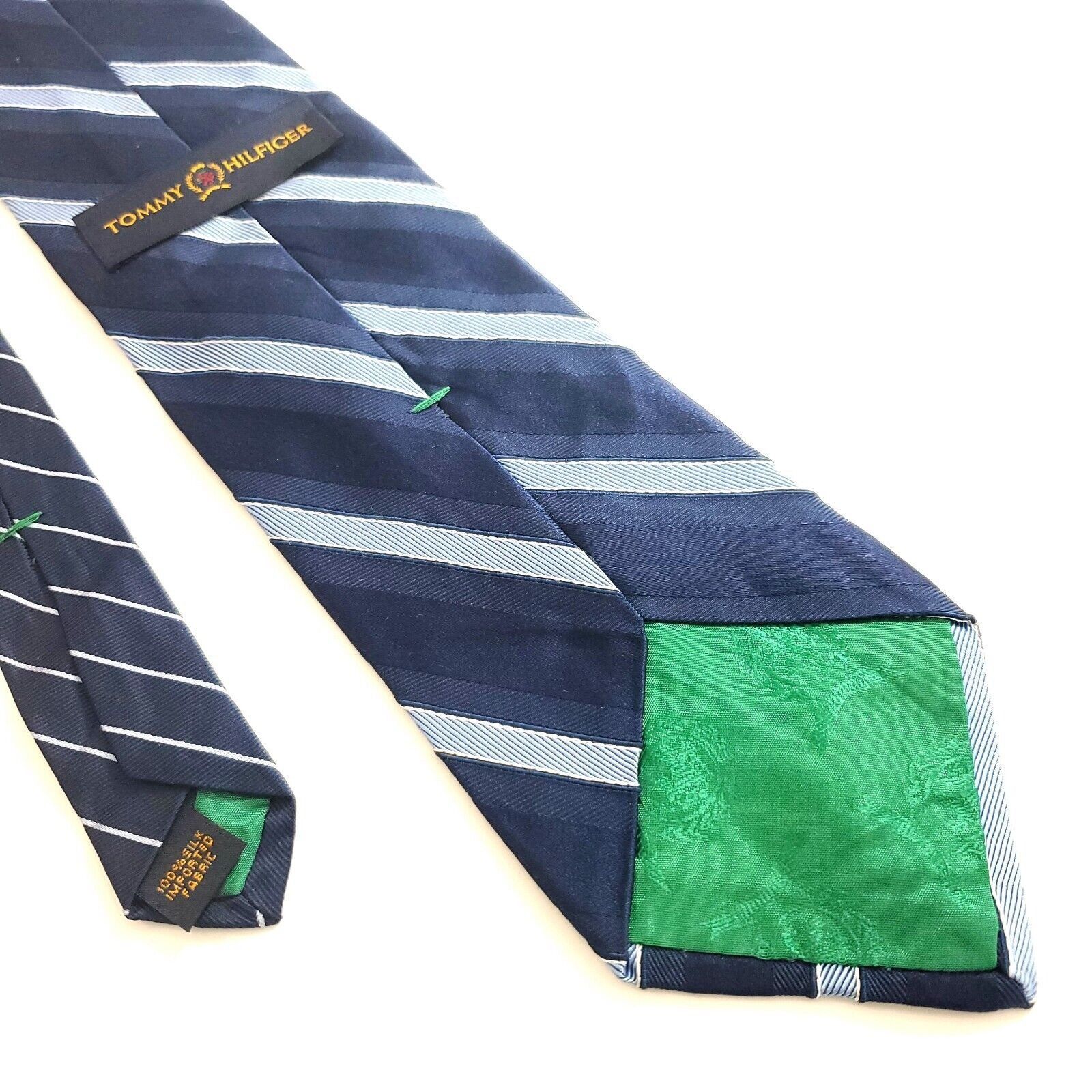 Tommy Hilfiger Tommy Hilfiger Blue Striped Woven Silk Tie Size ONE SIZE - 5 Thumbnail