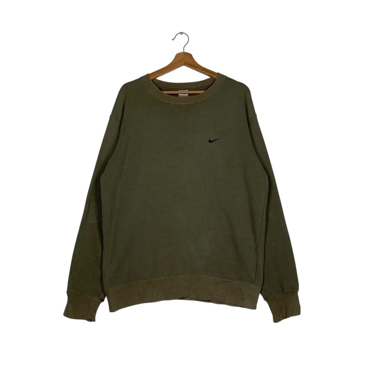 Nike NIKE Embroidery Small Swoosh Logo Green Sweatshirt #1464-C66 Size US M / EU 48-50 / 2 - 1 Thumbnail