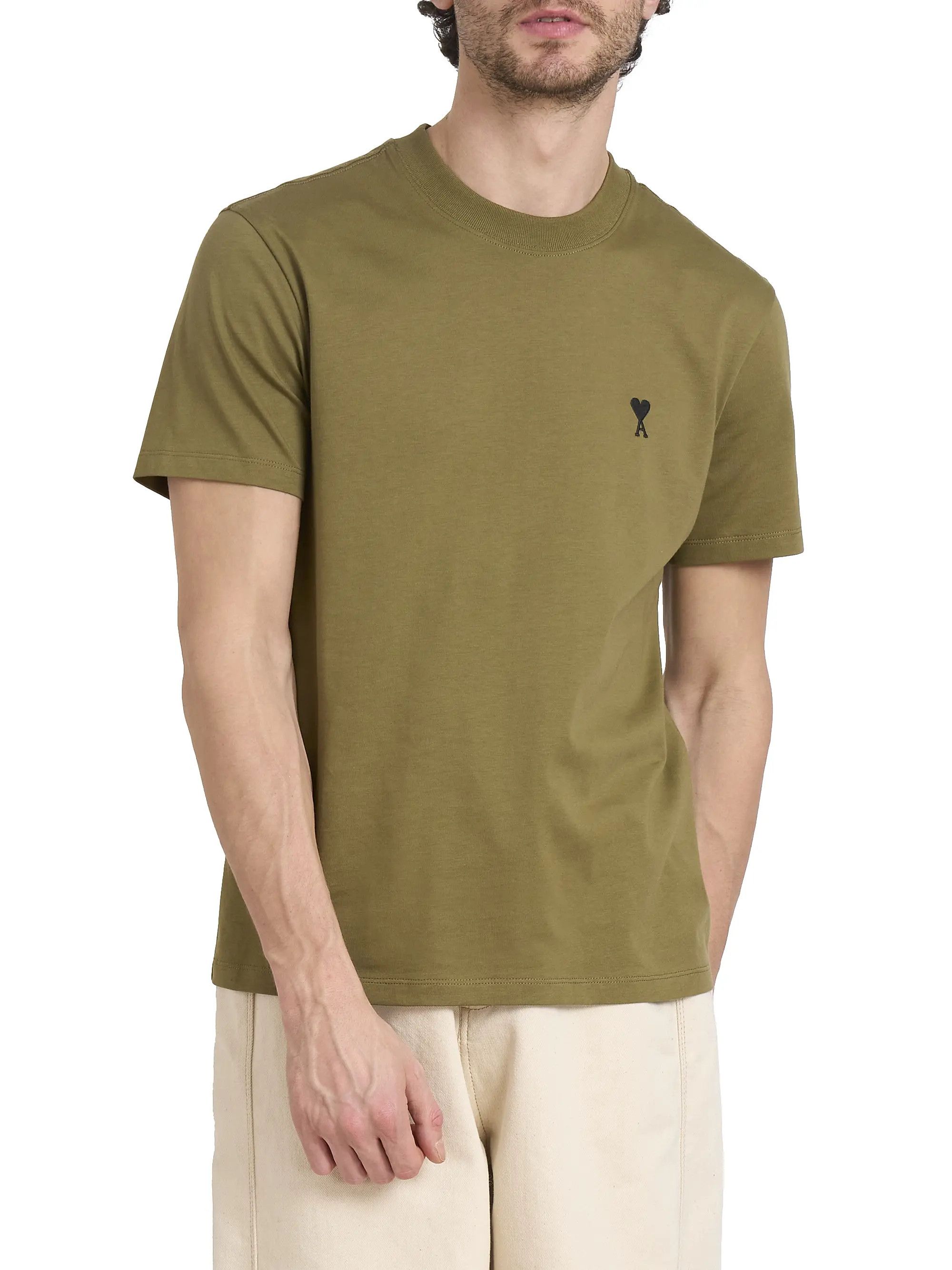 AMI os11x0226 Contrasted Ami de Coeur Cotton T-Shirt in Bronze Size US S / EU 44-46 / 1 - 3 Thumbnail