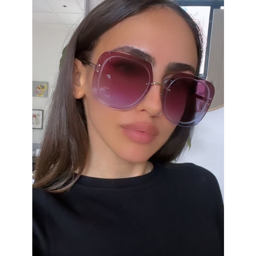 image of New Dior UltraDior Su Sunglasses In Dark Purple Lens in Gold, Women's