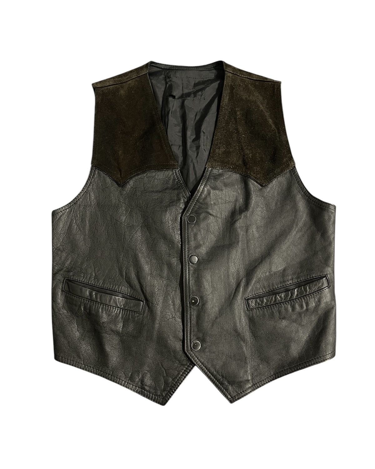 Leather × Vintage Vintage Cow Leather Snap Button Vest Size US M / EU 48-50 / 2 - 1 Thumbnail