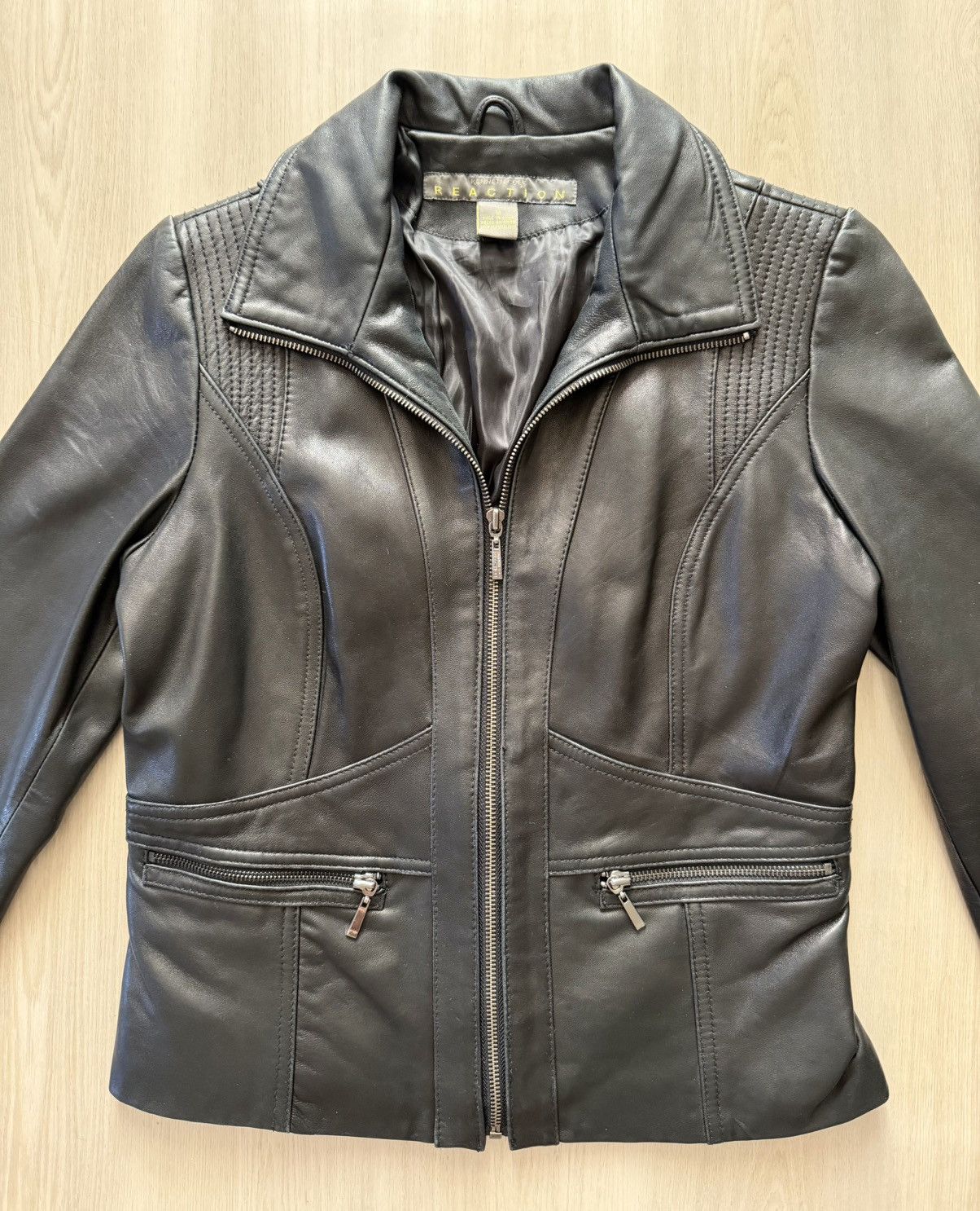 Kenneth Cole Vintage Y2K Kenneth Cole Reaction Leather Jacket Sz M Moto Size M / US 6-8 / IT 42-44 - 3 Thumbnail