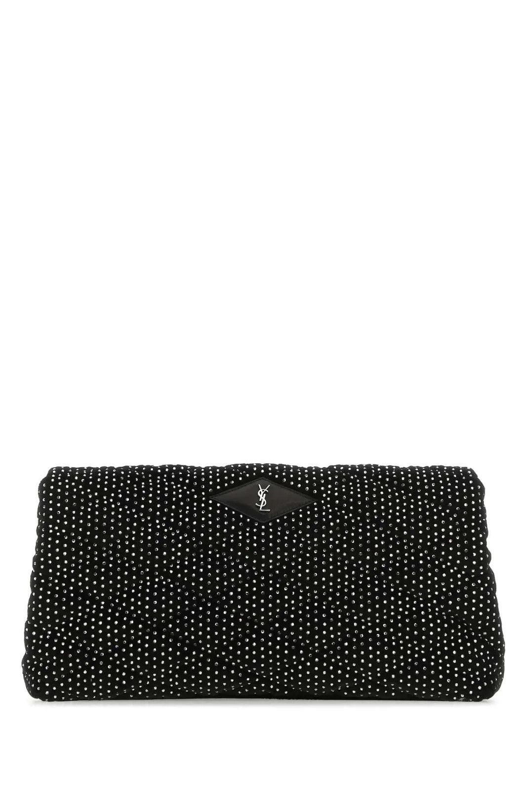 Saint Laurent Paris o1s1wg111124 Size: OS / Velvet Clutch in Black & White Size ONE SIZE - 1 Thumbnail