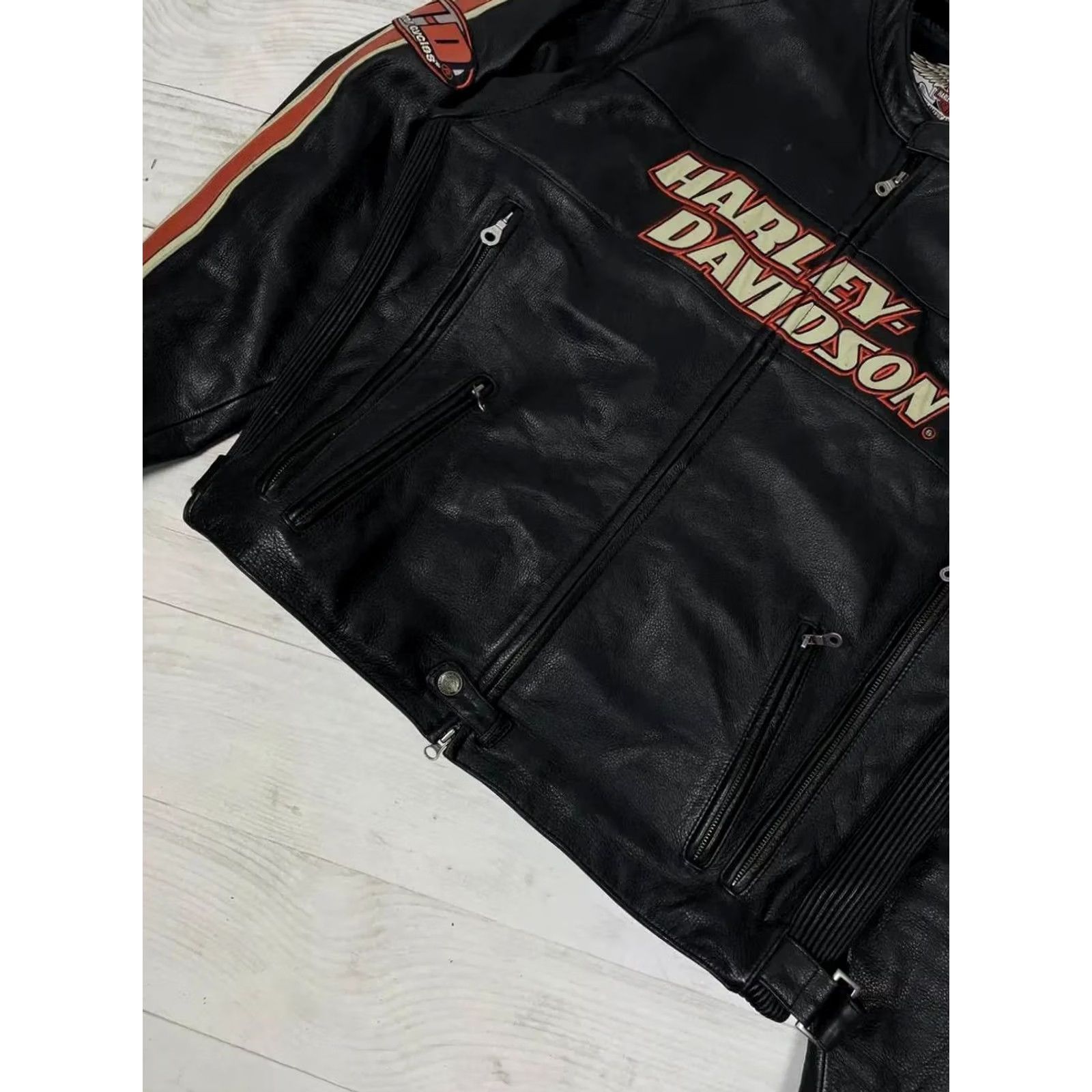 Harley Davidson VINTAGE Harley-Davidson Jacket Harley-Davidson Motorcycle Leather Jacket Biker 2XL Black Mens 90s Vintage Jacket Size US XXL / EU 58 / 5 - 4 Thumbnail