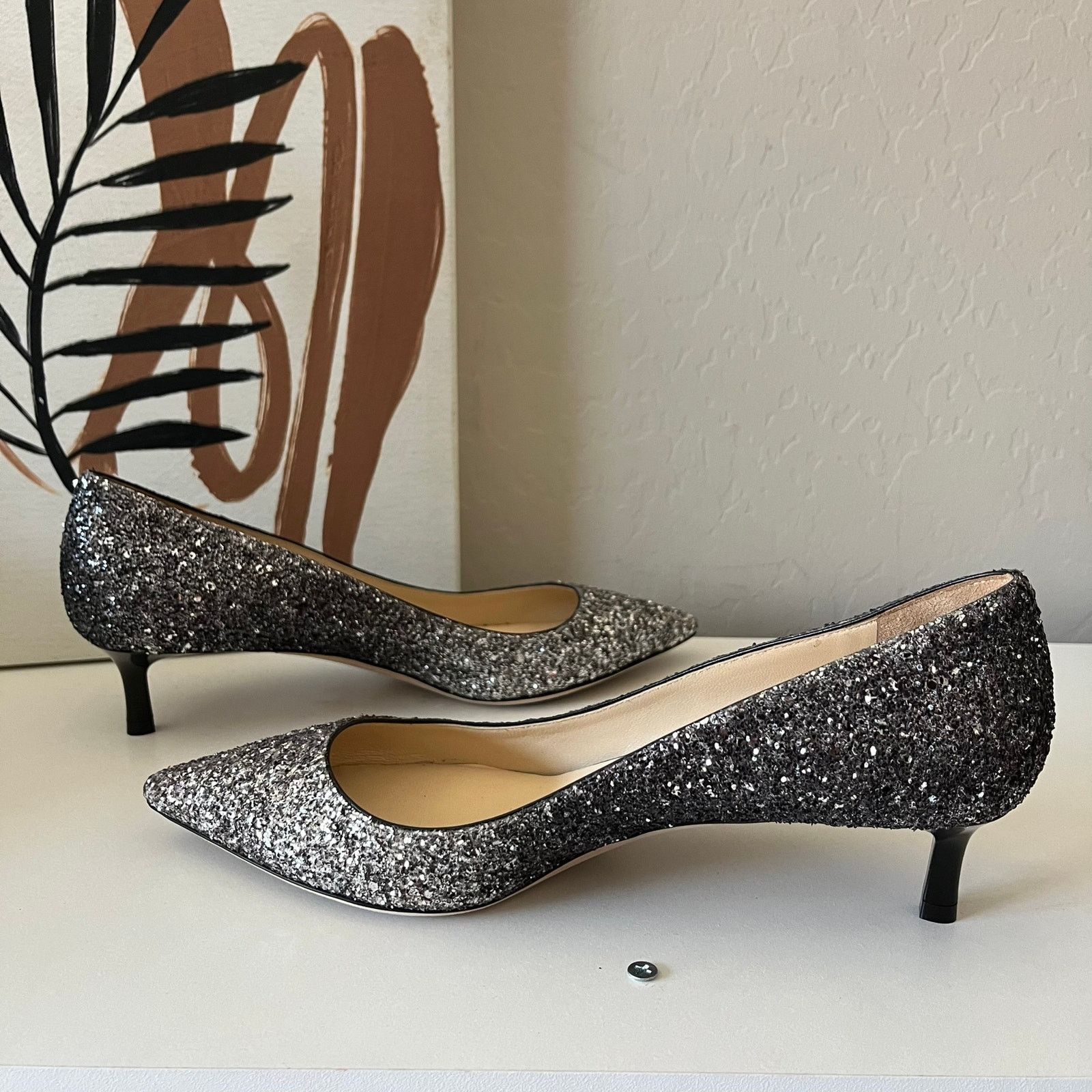 Jimmy Choo Jimmy Choo Romy Silver Pointed Toe Kitten Heel Pumps Size 37 Size US 7 / IT 37 - 6 Thumbnail