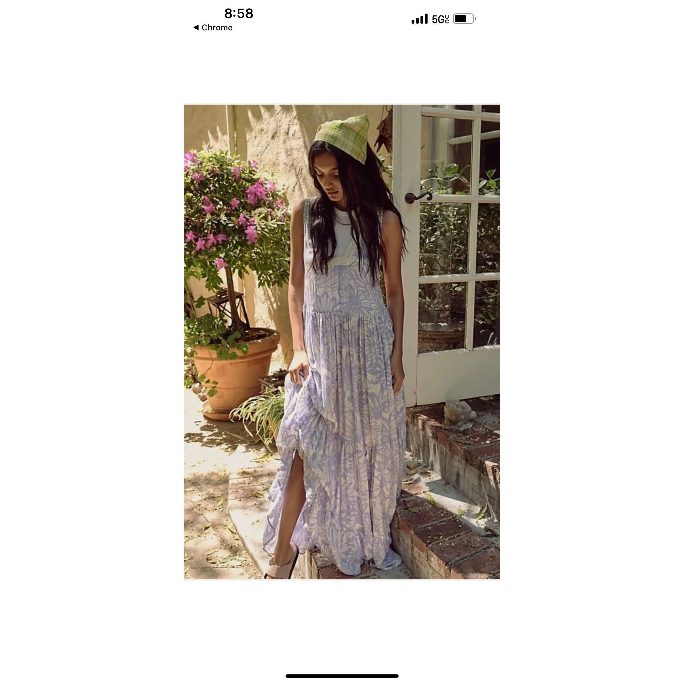 Free People Free People Blue White Floral Tiers for You Maxi Dress Croch Size XS / US 0-2 / IT 36-38 - 4 Thumbnail