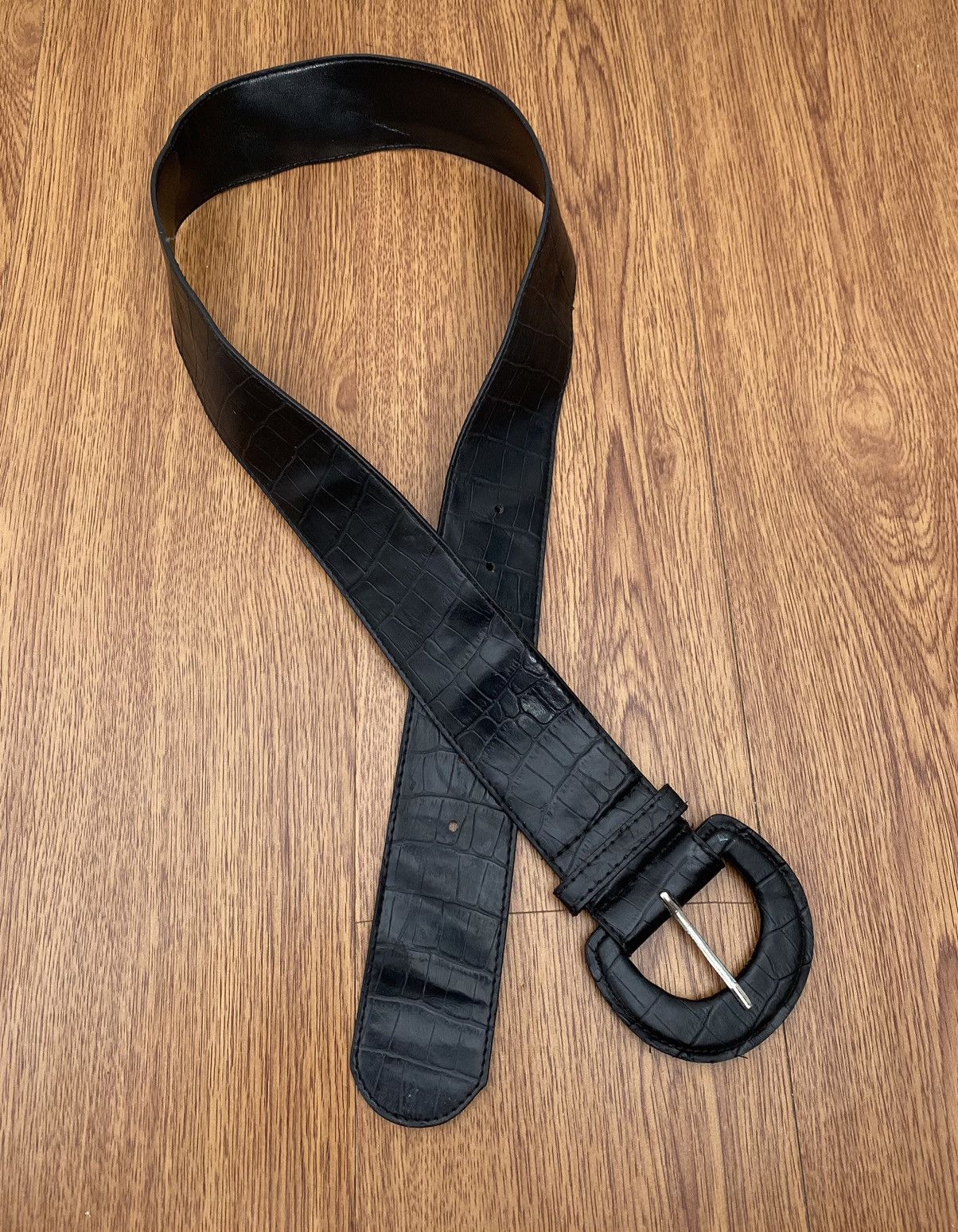 If Six Was Nine × Japanese Brand × Le Grande Bleu (L.G.B.) Black croco pattern leather belt Size ONE SIZE - 1 Thumbnail
