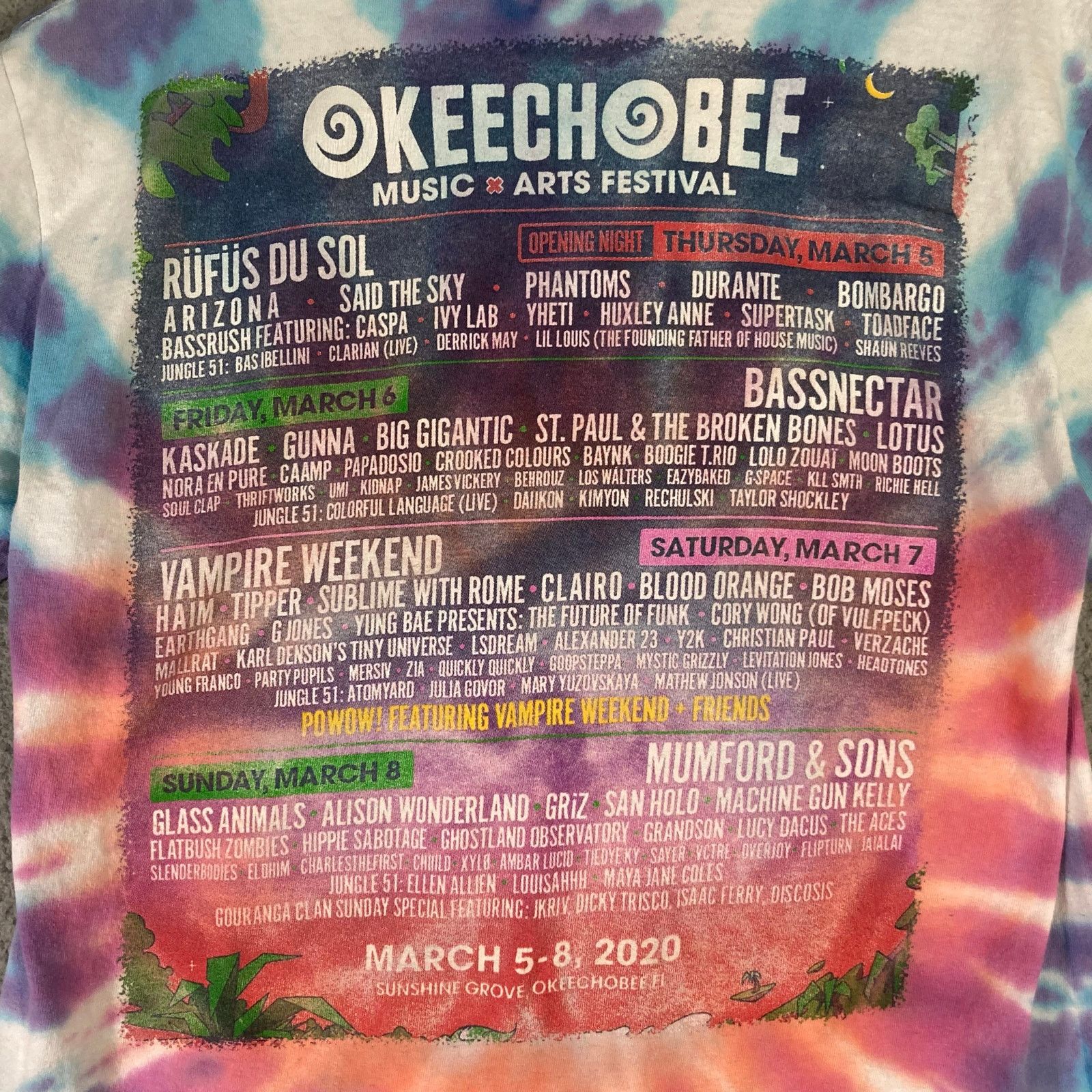 Gildan Okeechobee Music Festival 2020 Tie-Dye T-Shirt Unisex M Size US M / EU 48-50 / 2 - 6 Thumbnail