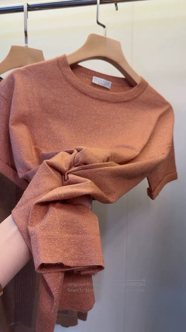 Brunello Cucinelli Brunello Cucinelli Shiny Cashmere Silk T-Shirt Size S / US 4 / IT 40 - 1 Thumbnail