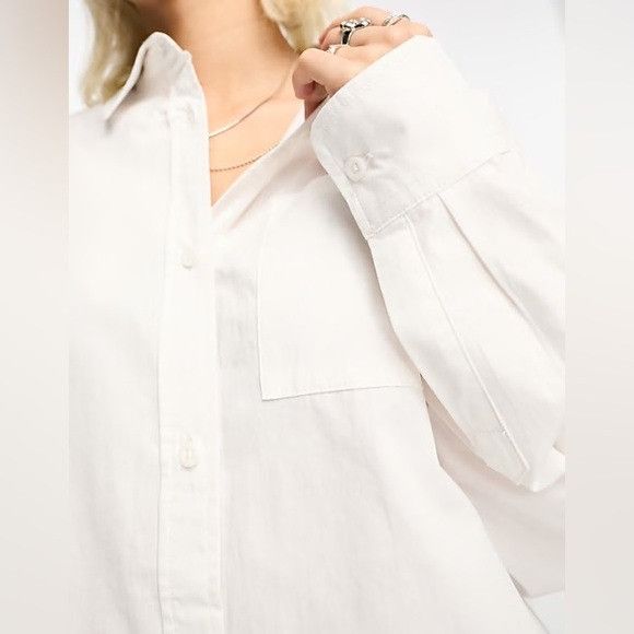 Other COLLUSION (Made in Turkey) White Oversized Button Down Shirt Size M / US 6-8 / IT 42-44 - 2 Thumbnail