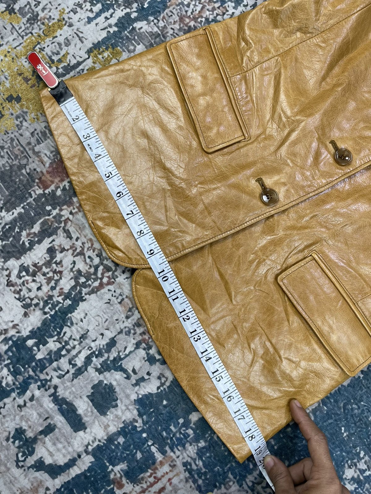 Japanese Brand Pour La Frime Butterscotch Buffalo Hide Leather Blazer Size XS / US 0-2 / IT 36-38 - 11 Thumbnail
