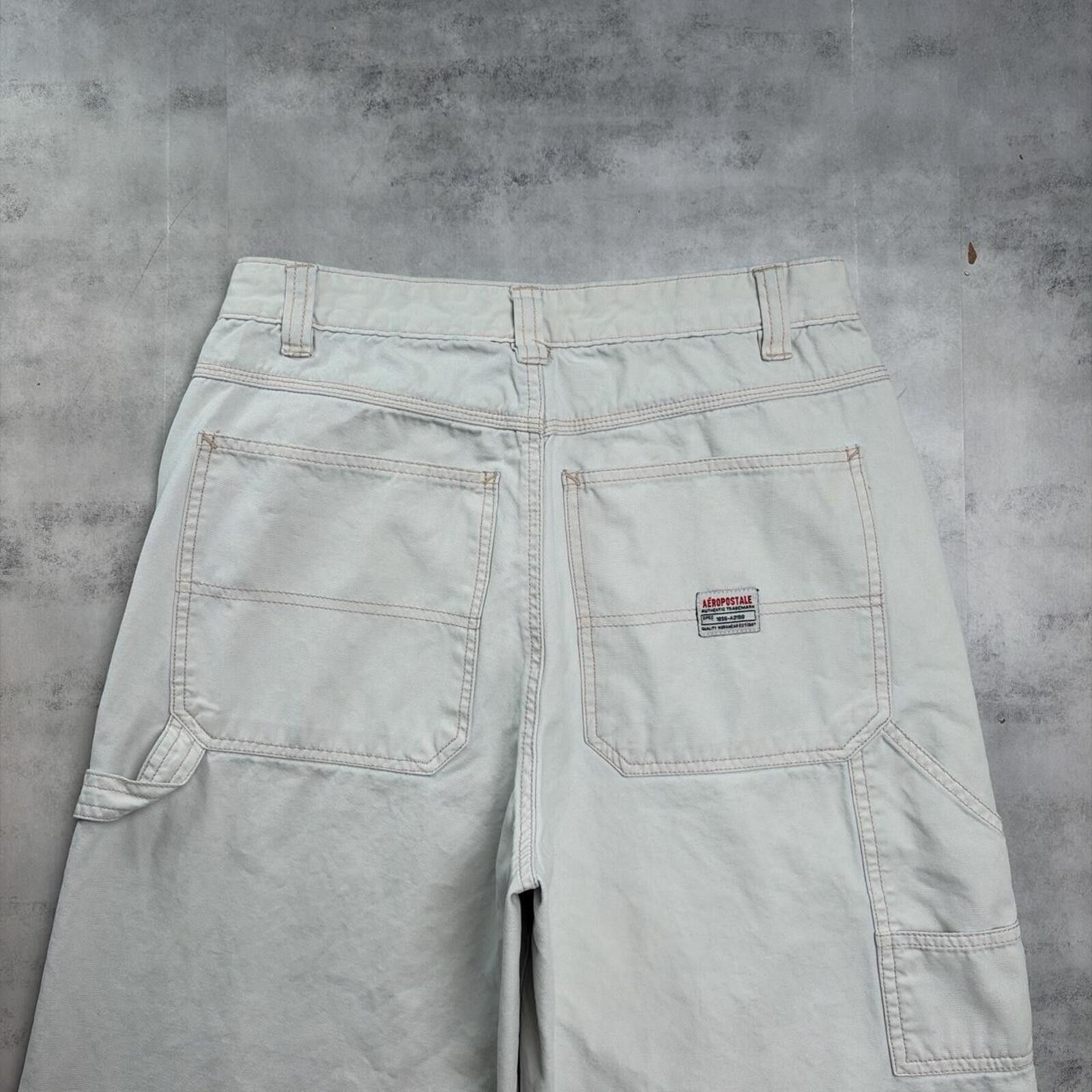 Aeropostale Y2K Beige Aeropostale Grunge Baggy Carpenter Shorts Size 29" - 2 Thumbnail