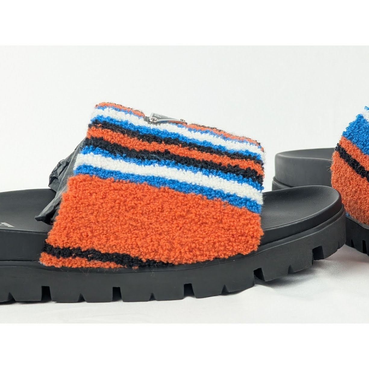 Prada o1rshd1 Striped Logo Slides in Arancio Size US 9 / EU 42 - 5 Thumbnail