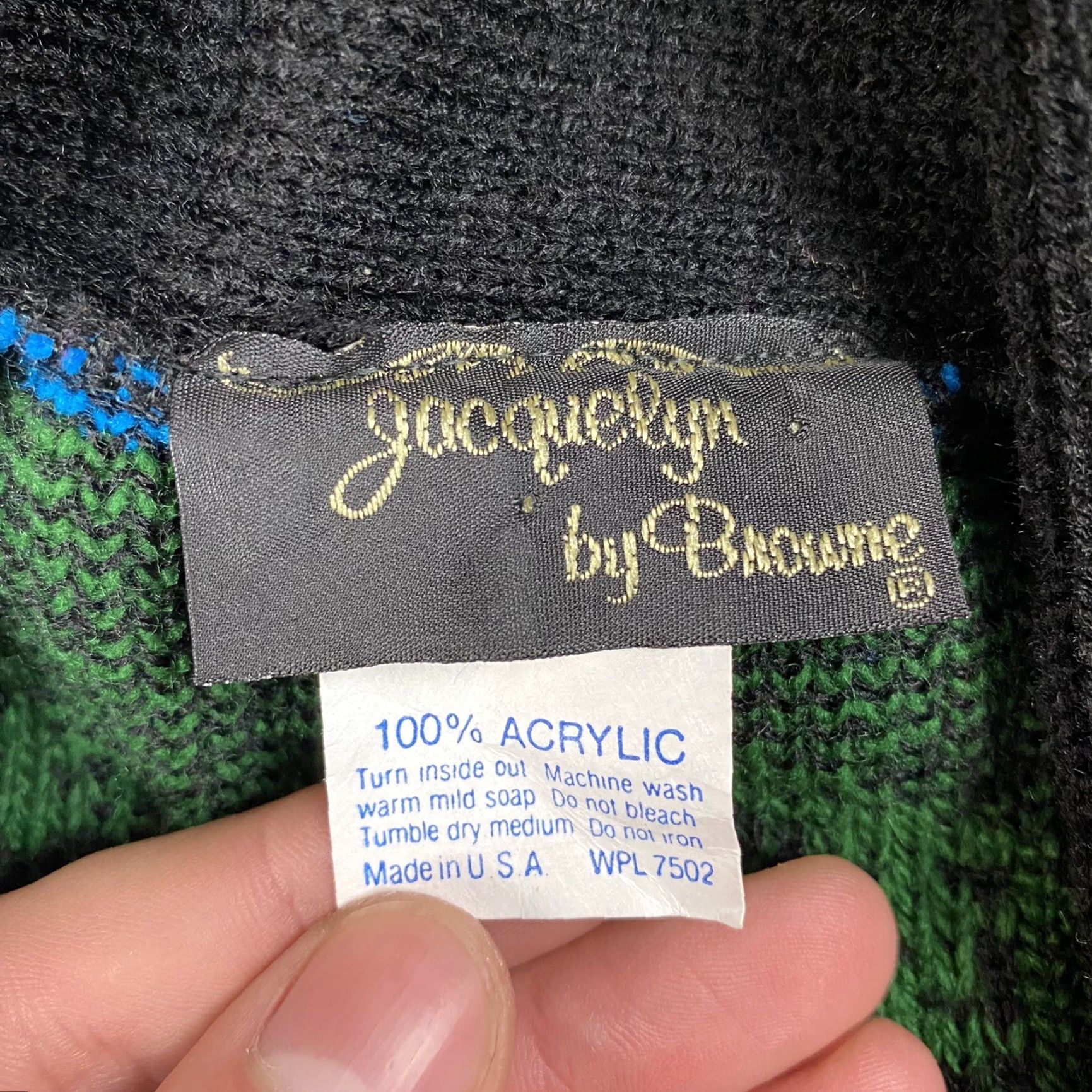 Vintage VINTAGE Jacquelyn by Browne Cardigan Open Front Geometric Abstract Black Red Purple Women One Size Regular Knit Falls Spring Winter Females Size ONE SIZE - 4 Thumbnail