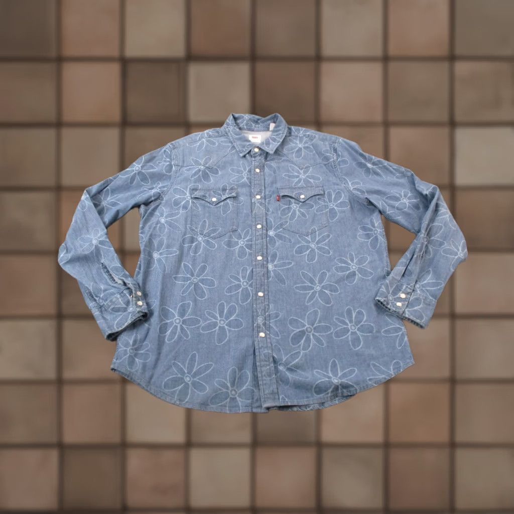 Levi's Levi's Shirt Mens L Floral Chambray Western Pearl Snap Button-Up Outdoor Size US L / EU 52-54 / 3 - 1 Thumbnail