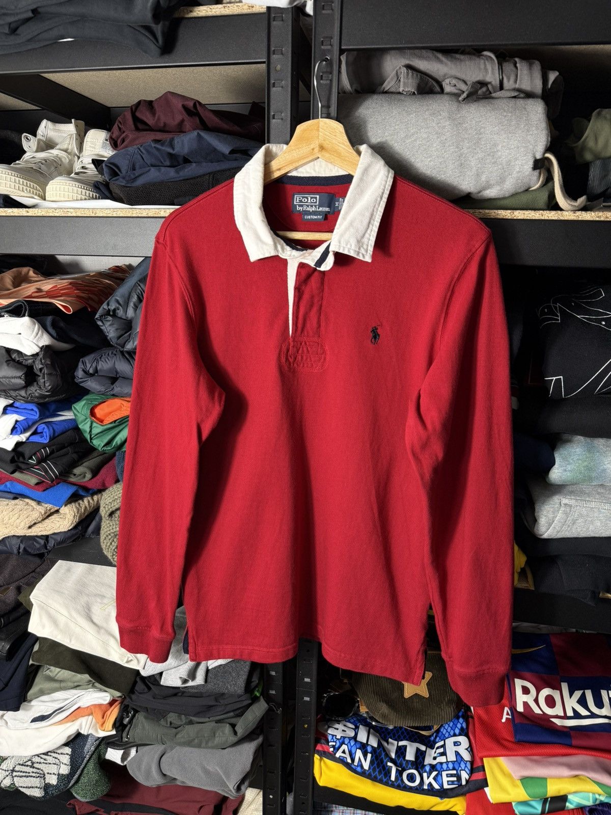 Vintage Polo Ralph Lauren Rugby Shirt Custom Fit Long Sleeve