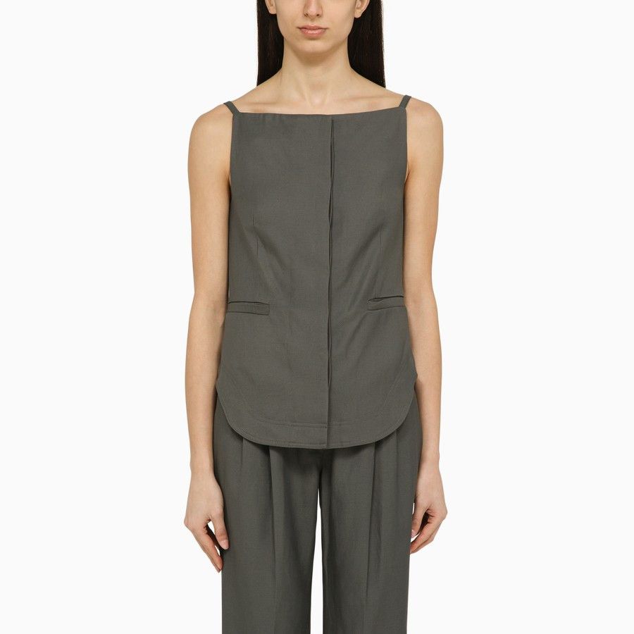 Loulou de Saison o1d2blof0824 Linen-Blend Tank Top in Grey Size S / US 4 / IT 40 - 1 Thumbnail