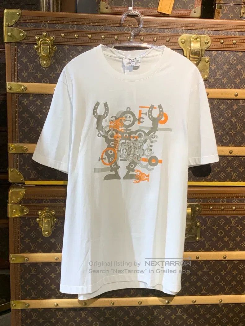 Hermes Hermes White T-Shirt with Printed Pattern Size XL / US 12-14 / IT 48-50 - 2 Thumbnail