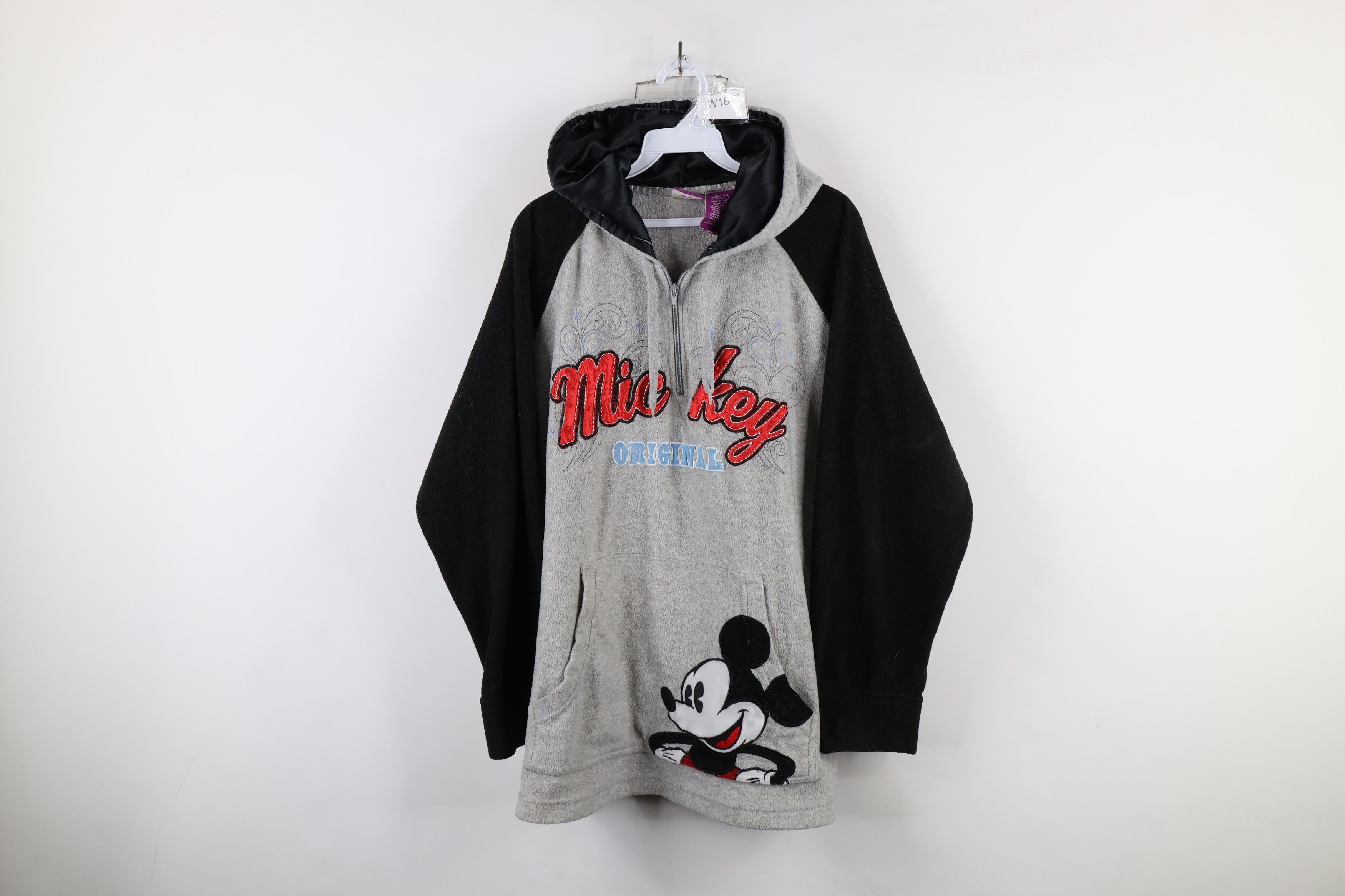 Disney × Vintage Vintage 90s Disney Mickey Mouse Half Zip Fleece Hoodie Gray Size XXL / US 16-18 / IT 52-54 - 1 Thumbnail