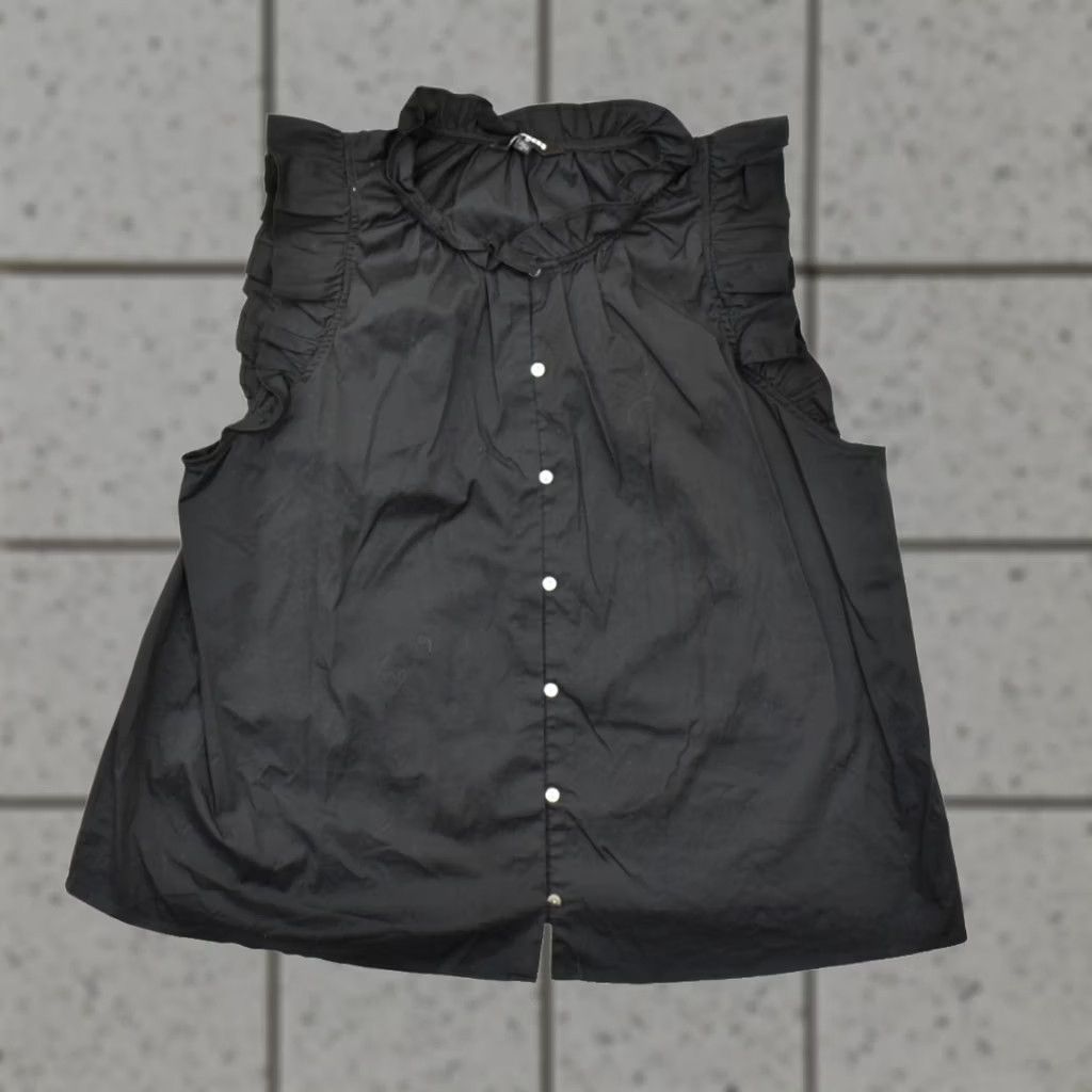 Express Express Blouse Women's XL Black Ruffle Sleeveless Button Up Cotton Blend Top Size XL / US 12-14 / IT 48-50 - 1 Thumbnail
